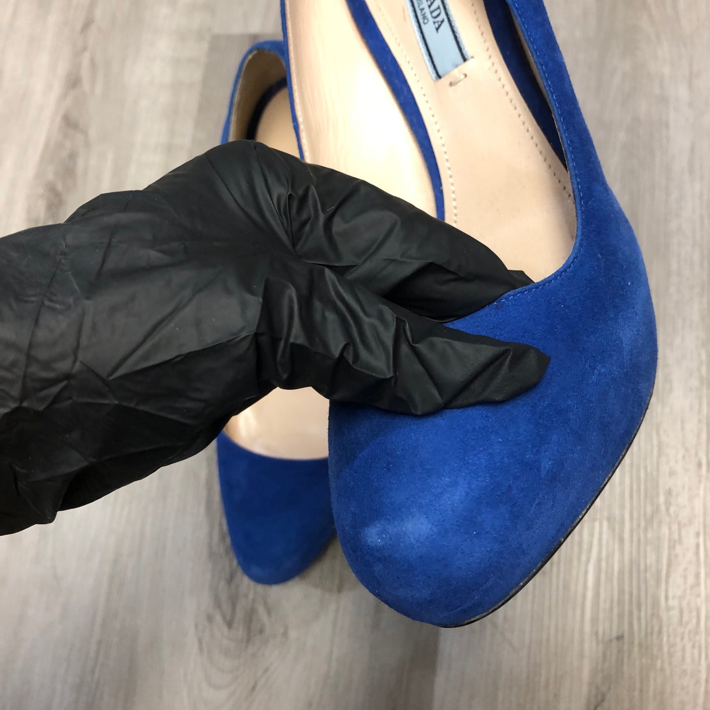 Prada Blue Suede Round Toe Pumps 39