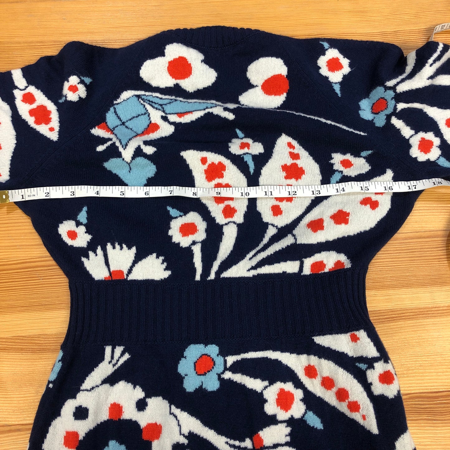 Chanel Navy Blue Floral Print Shirt Dress Size 36