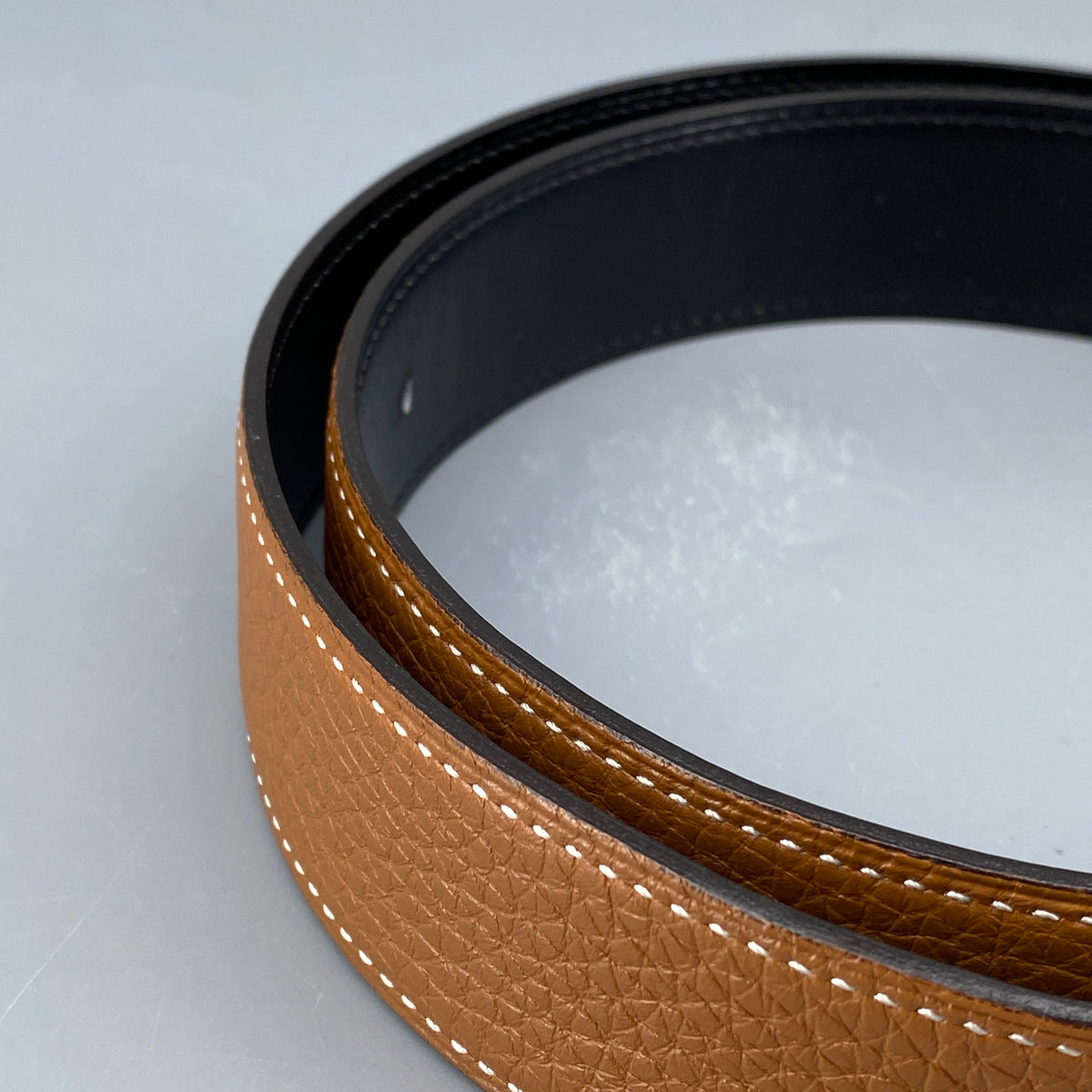 Hermes H Buckle Leather Belt 85cm tan