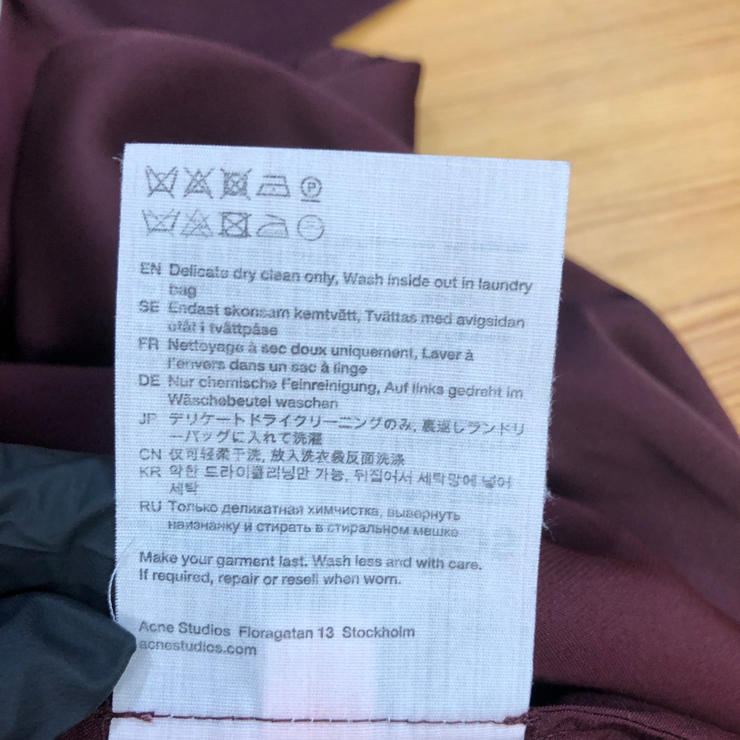 Acne Studios Satin Wrap Blouse Burgundy