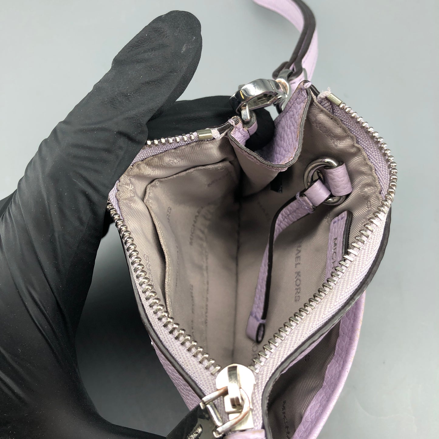 Michael Kors Pebbled Leather Zip Card Wallet Lilac