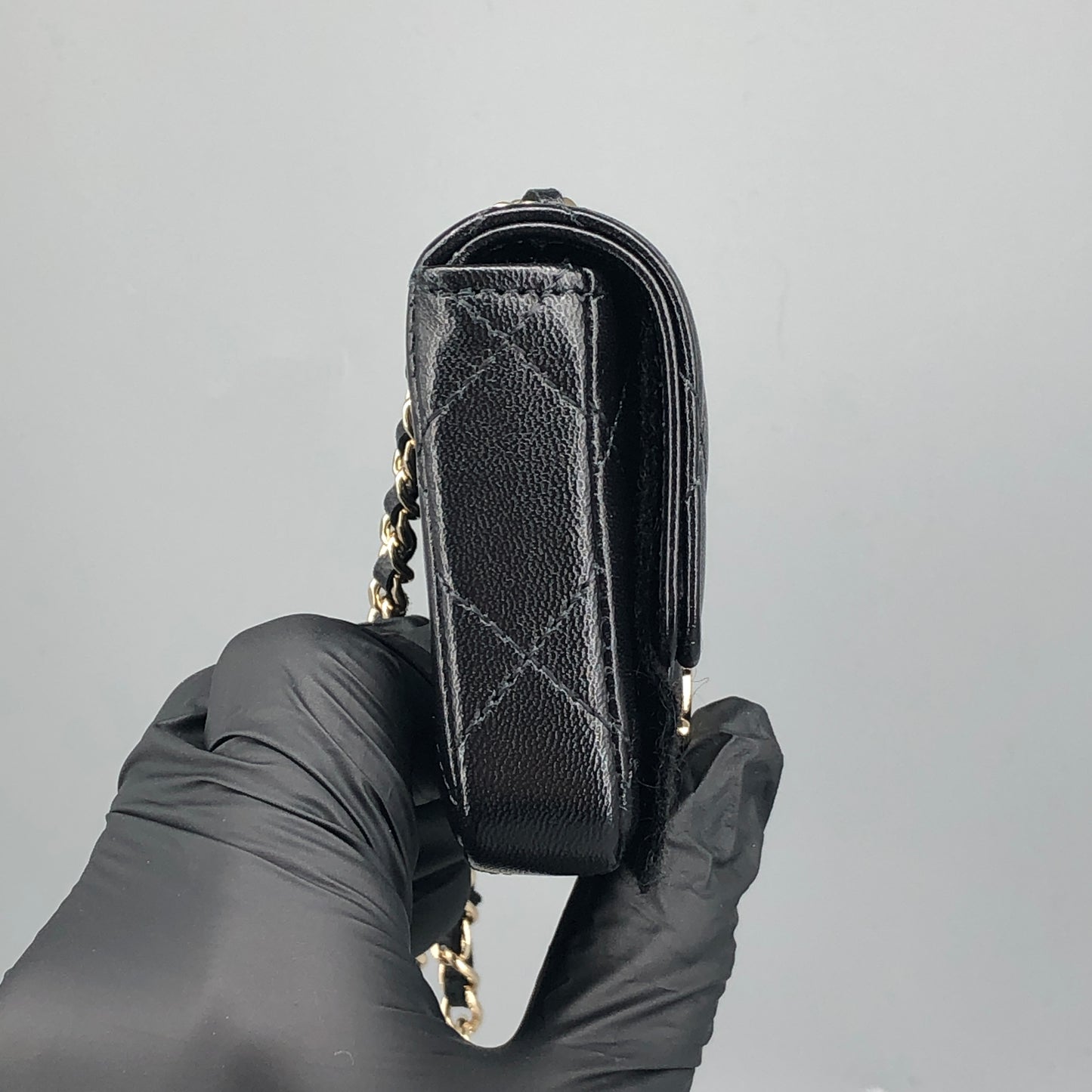 Chanel Bow Classic Quilted Belt Bag Black Lambskin Leather