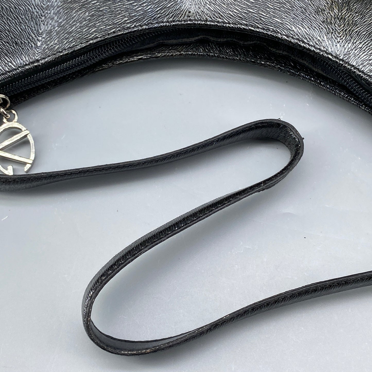 Giovanni Valentino Metallic Silver Leather Hobo Shoulder Bag