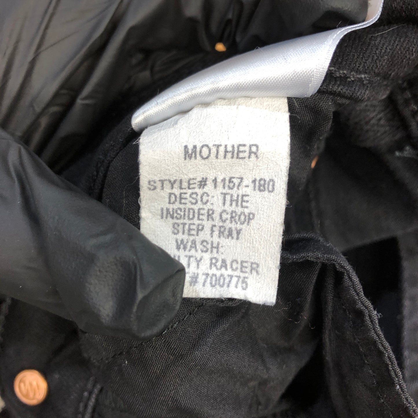 Mother Black/Cream Side Stripe High-Rise Crop Jeans Size 23W