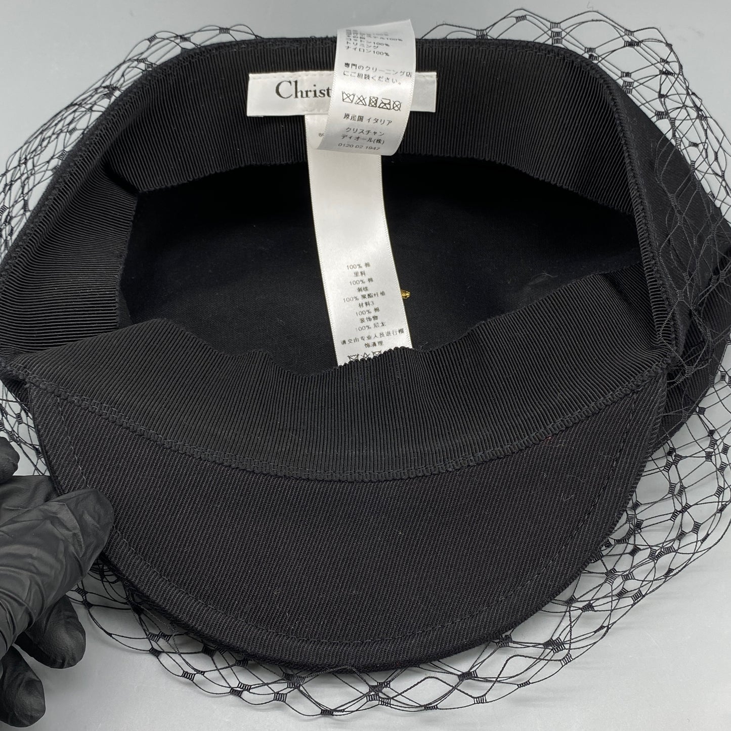 Christian Dior Mesh Veil Newsboy Cap 57cm Black