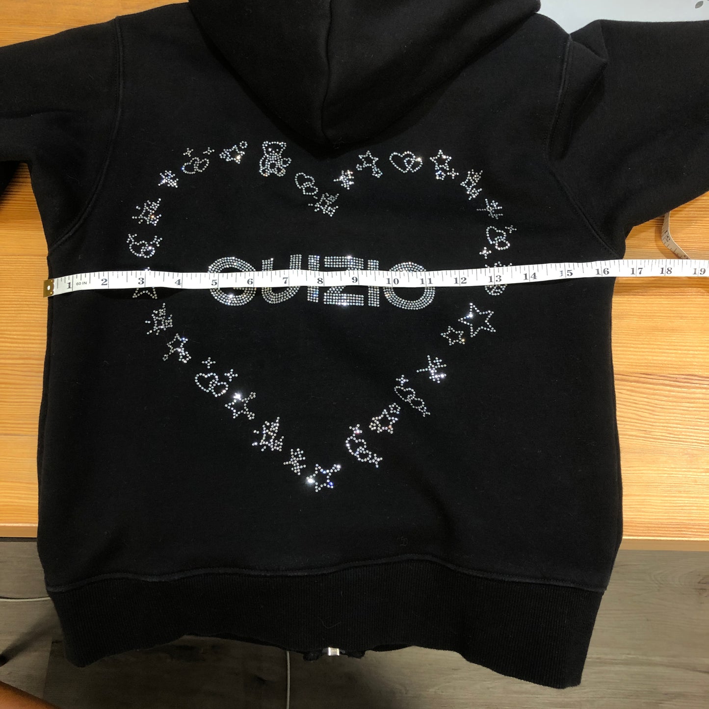 GUIZIO Black Zip-Up Logo Hoodie S
