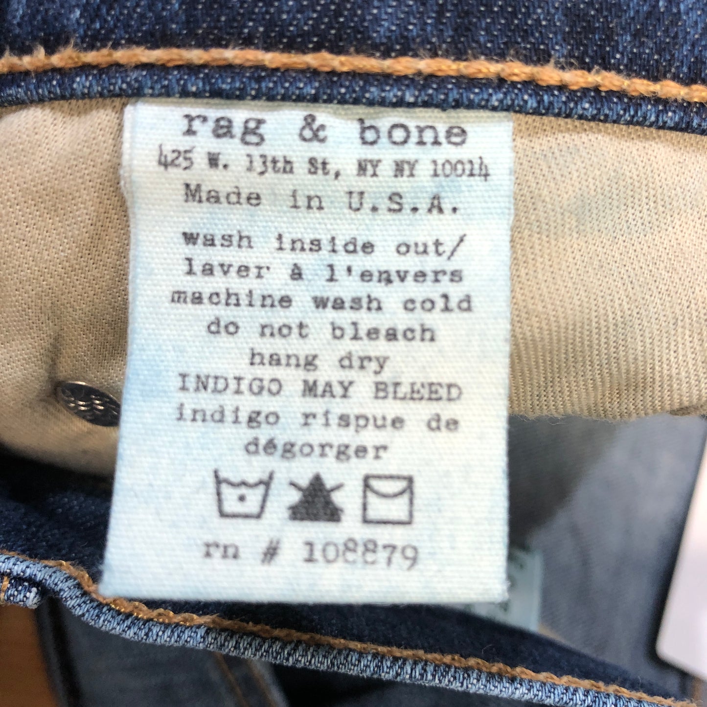 Rag & Bone Skinny Fit Distressed Jeans, Size 26, Blue