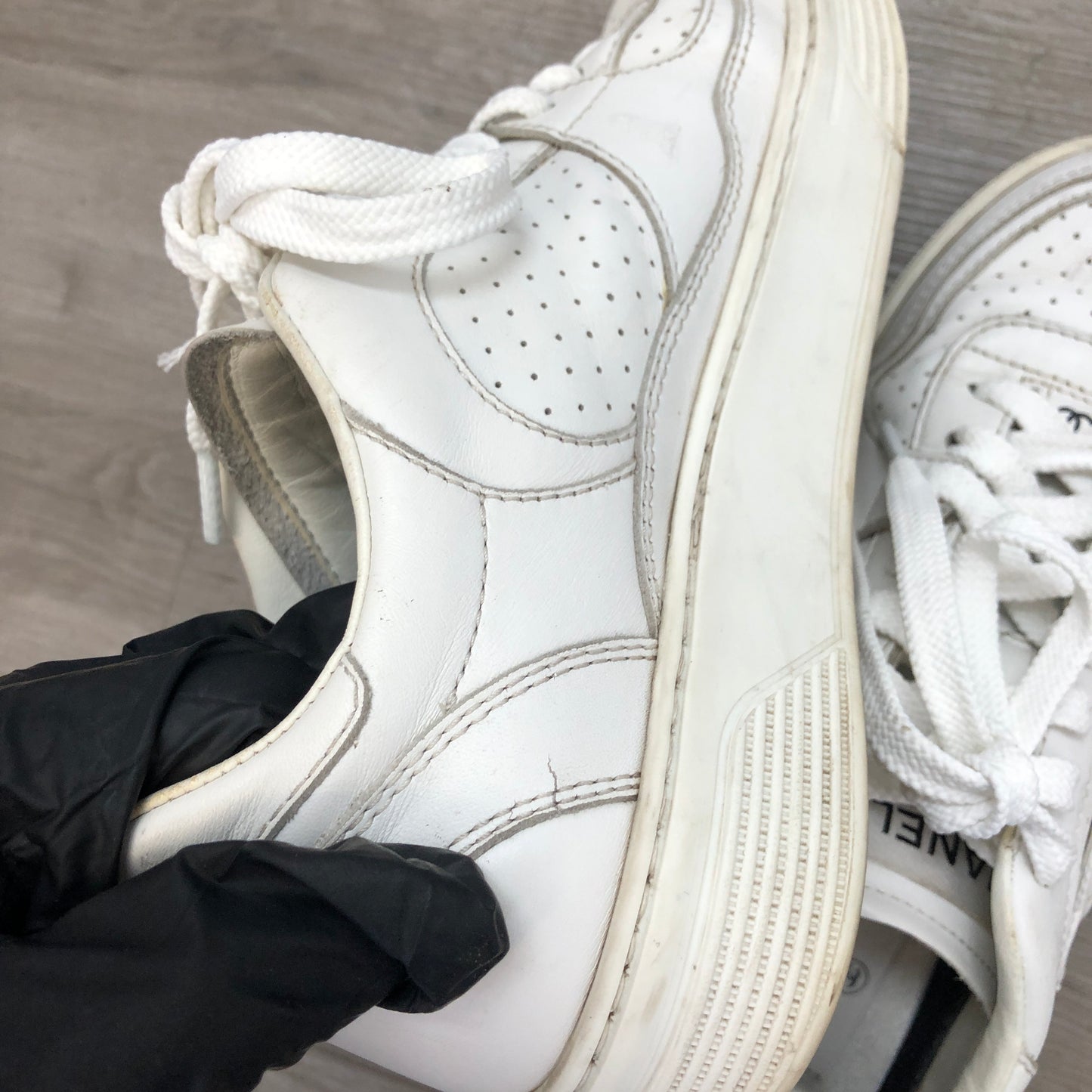 Chanel Women's Smooth Calfskin CC Logo Low Top Sneakers 36.5 White