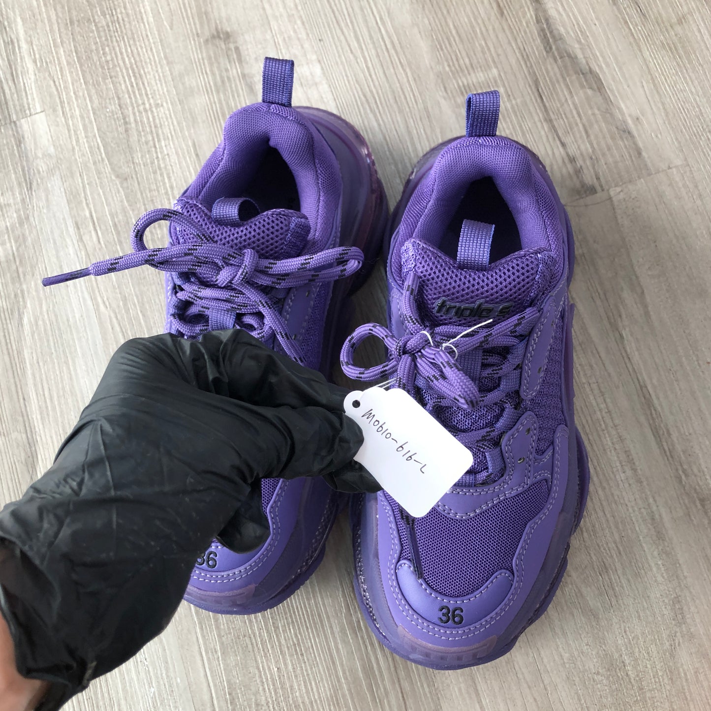 Balenciaga Women's Triple S Leather-Free Mesh Chunky Sneakers Size 36 Dark Purple