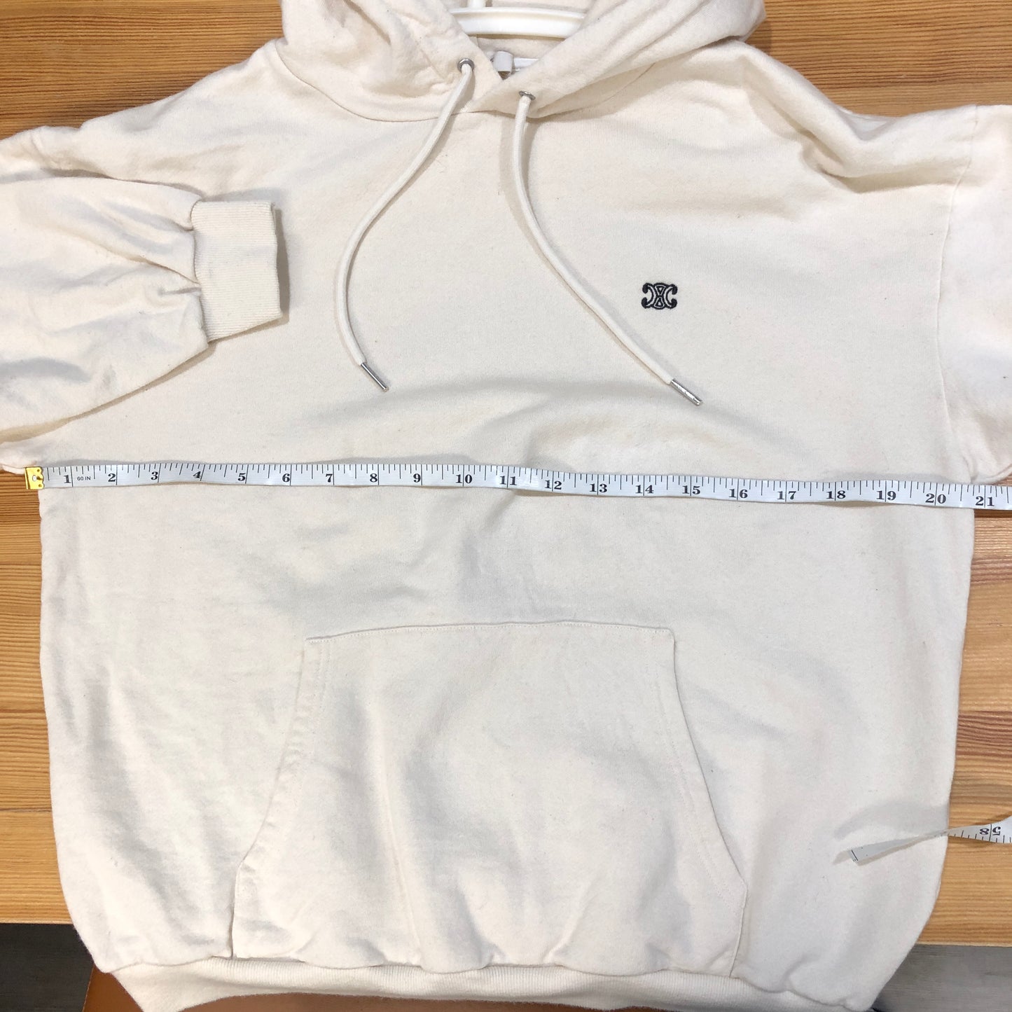 Celine Beige Triomphe Logo Hoodie Size M