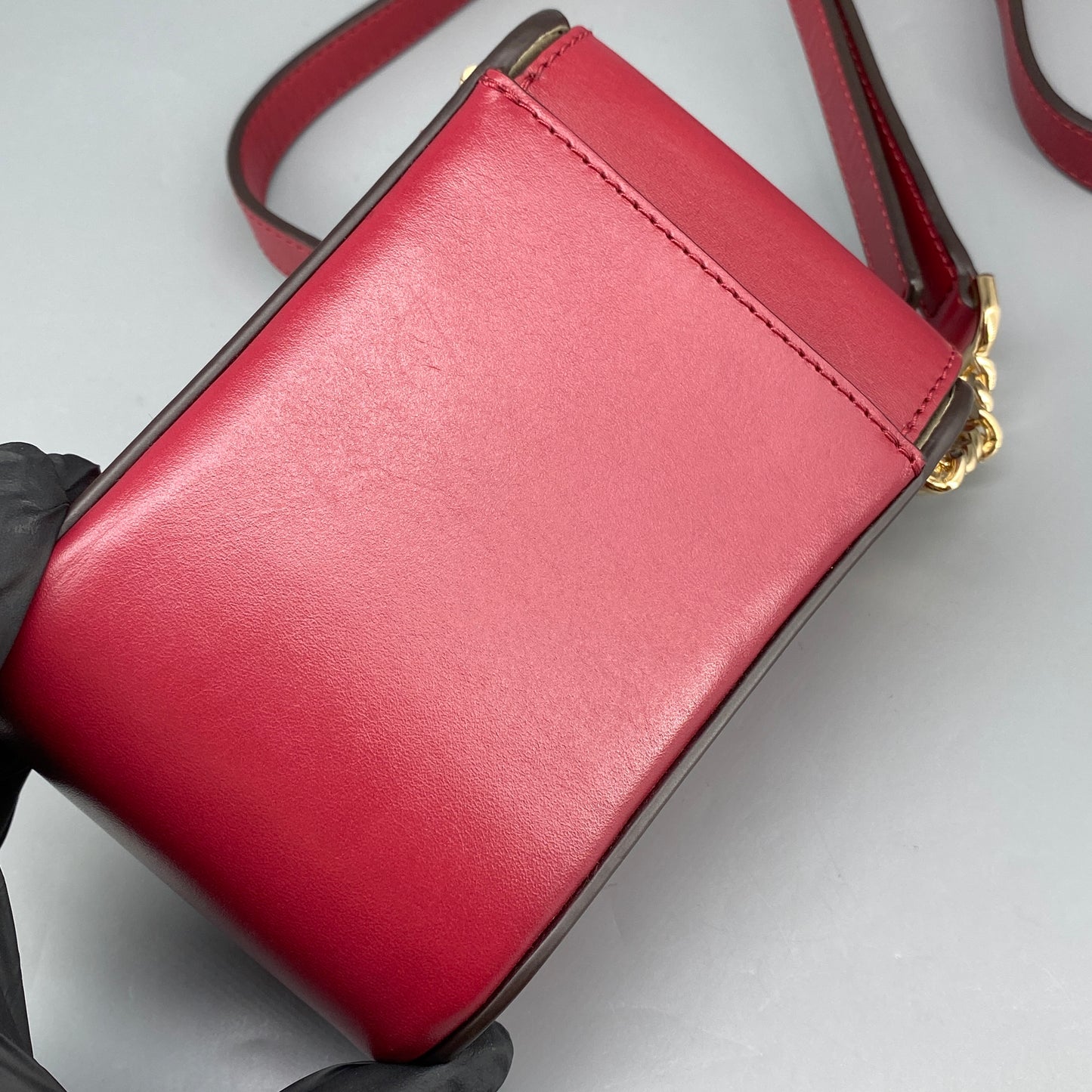 Michael Kors Red Leather Mini Vertical Crossbody Bag