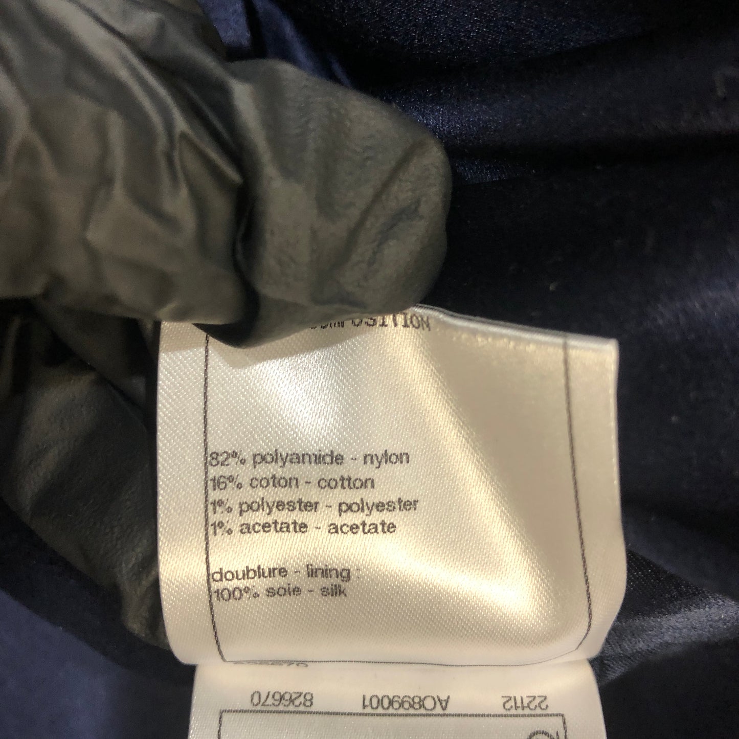 Chanel Tweed Coat Size 42 Navy Blue/White/Black/Grey/Silver