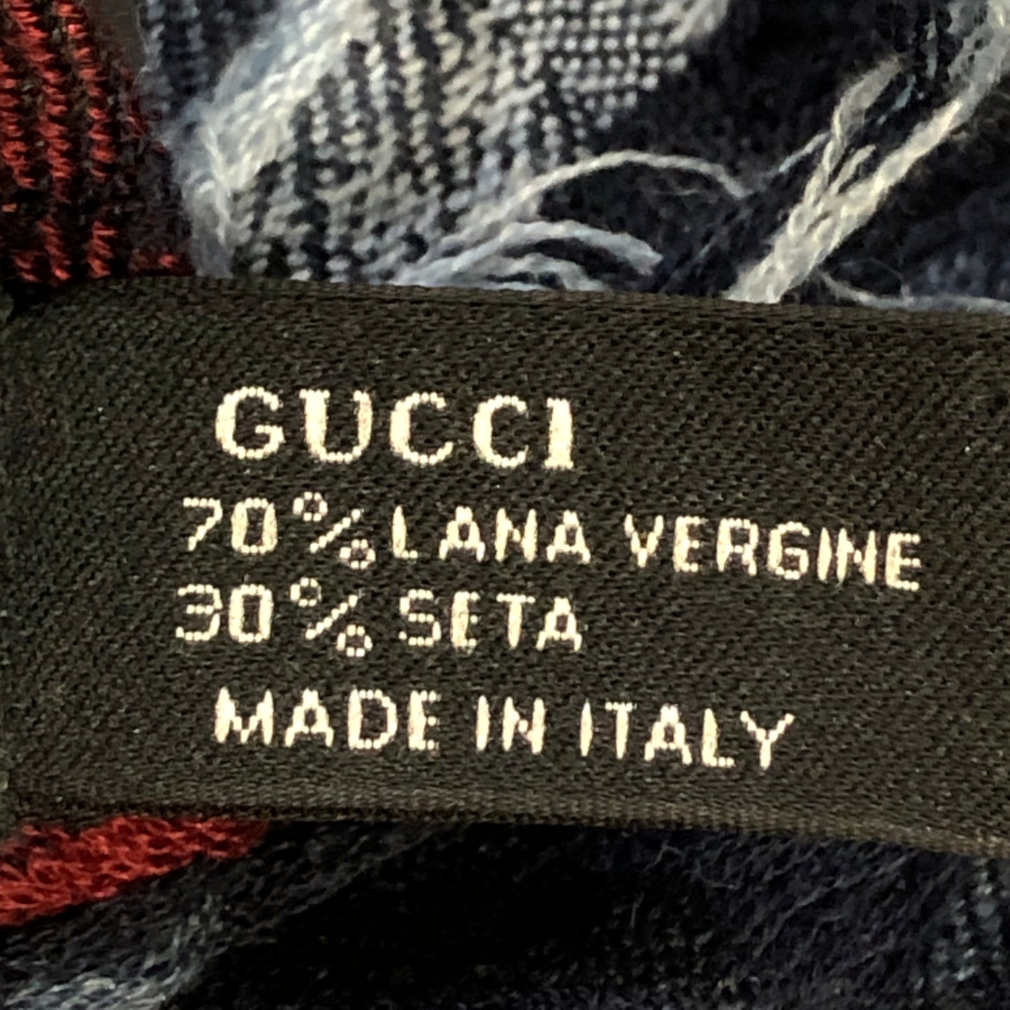 Gucci Navy Blue Plaid Wool Silk Large Square Scarf 130×130cm