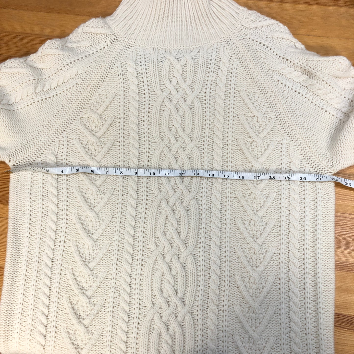 Intrend Off White Cable Knit Turtleneck Midi Sweater Dress Size XL