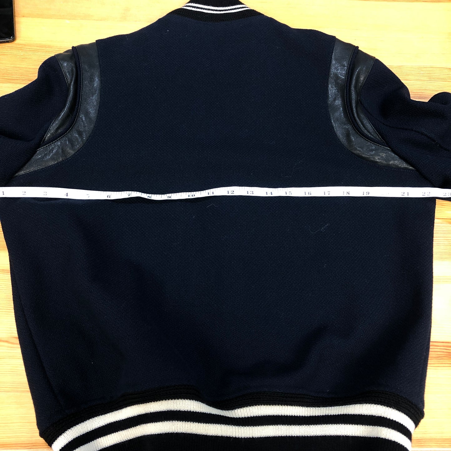 Saint Laurent Dark Blue Teddy Varsity Jacket Size 44