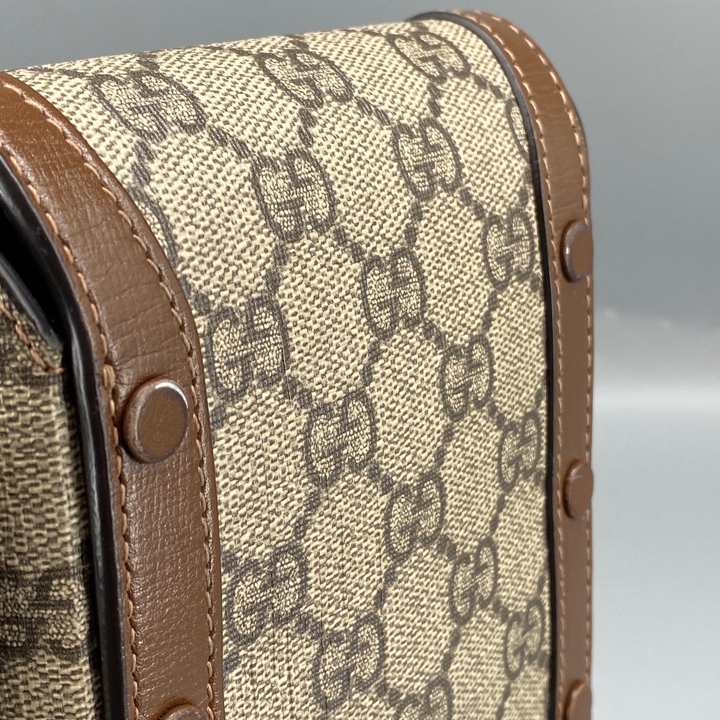 Gucci Beige GG Canvas Horsebit Mini Phone Crossbody Bag