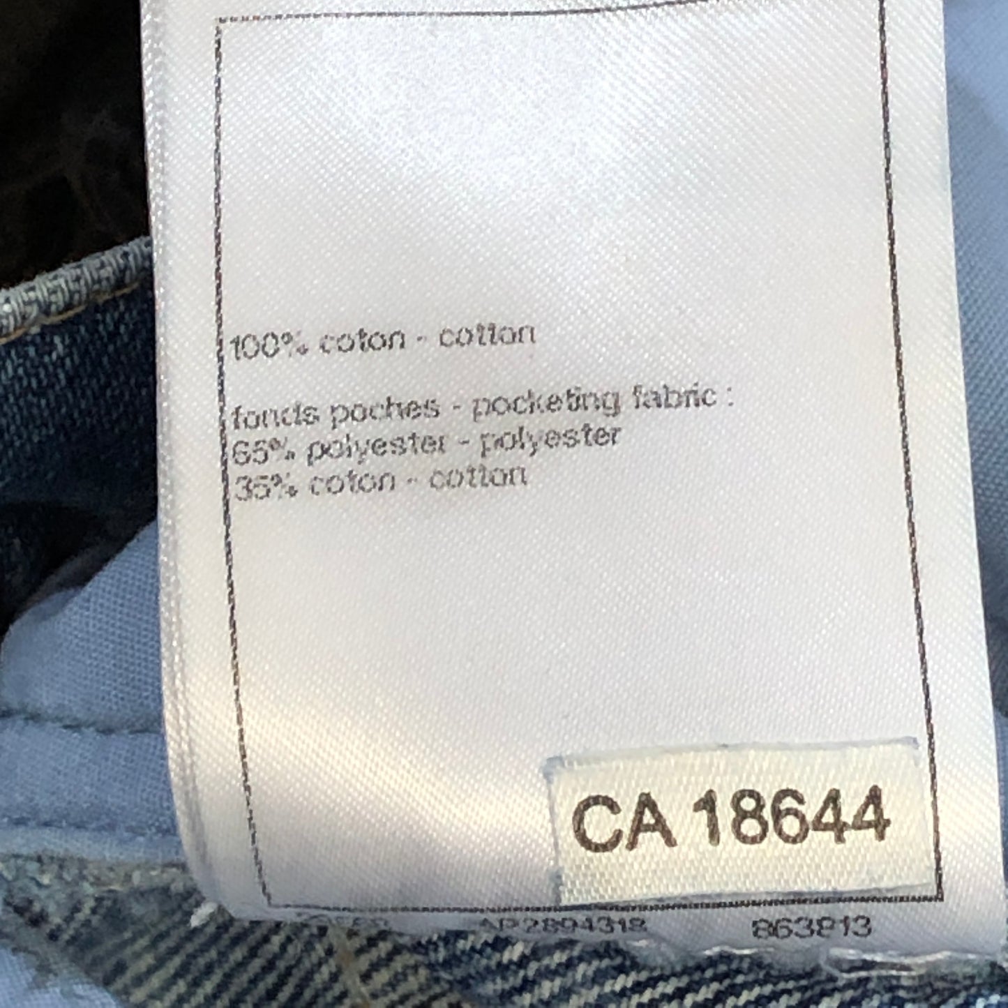 Chanel Denim Blue Straight Leg Denim Pants Stitched CC Pattern Size 36