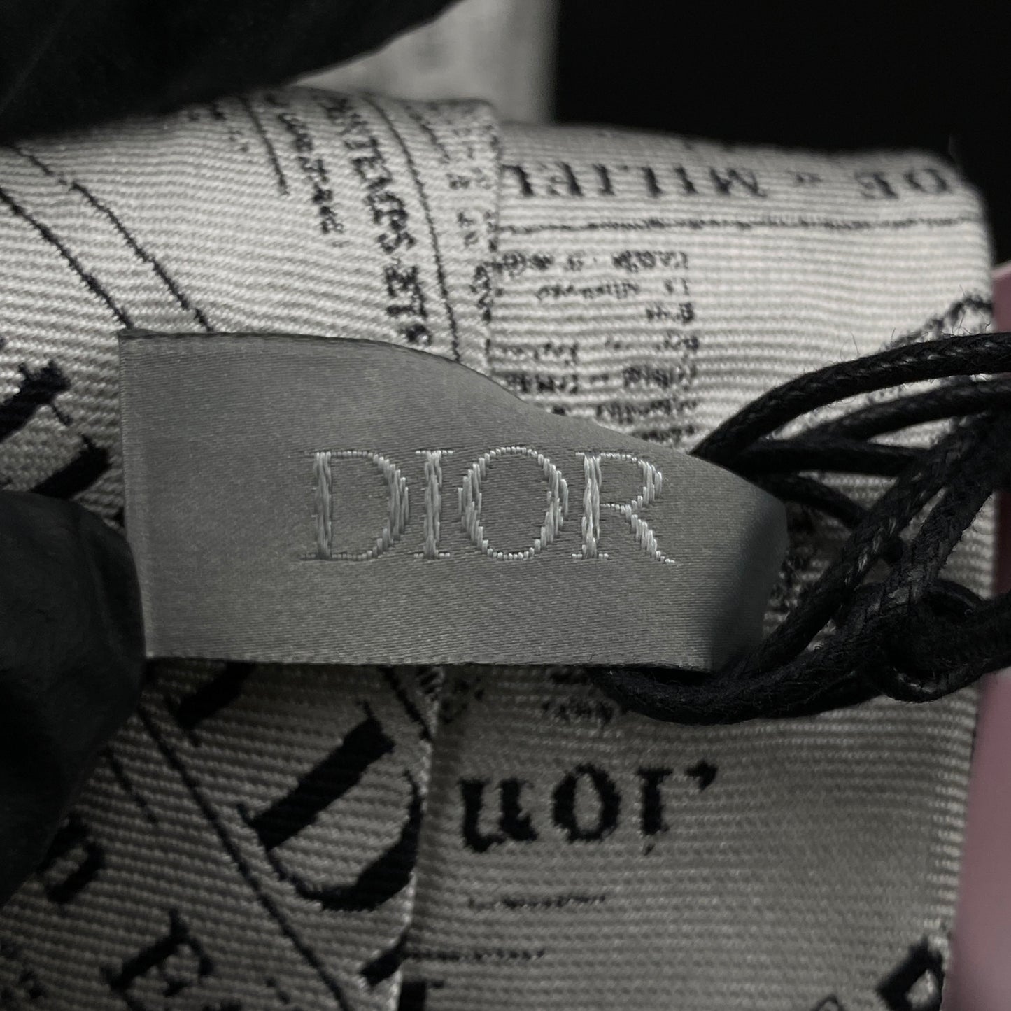 Christian Dior NWT Grey Newspaper Print Silk Tie