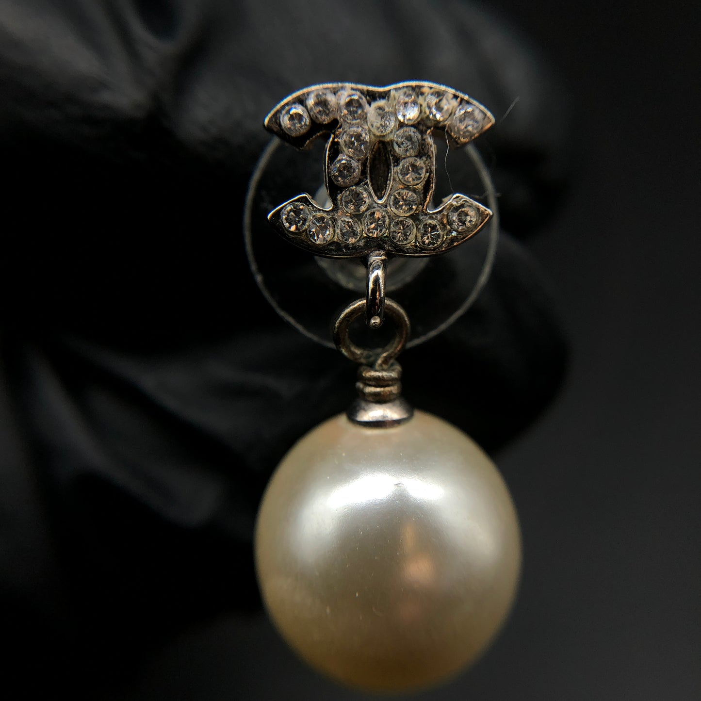 Chanel Pearl & Crystal CC Drop Earrings