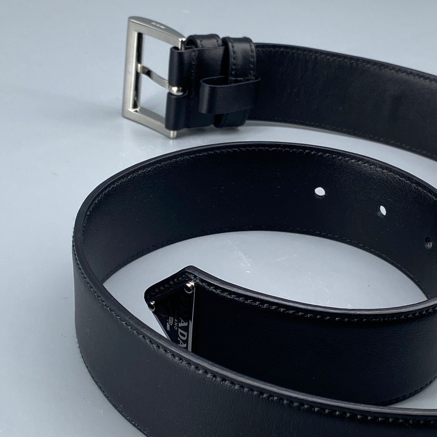 Prada Black Leather Belt 75cm