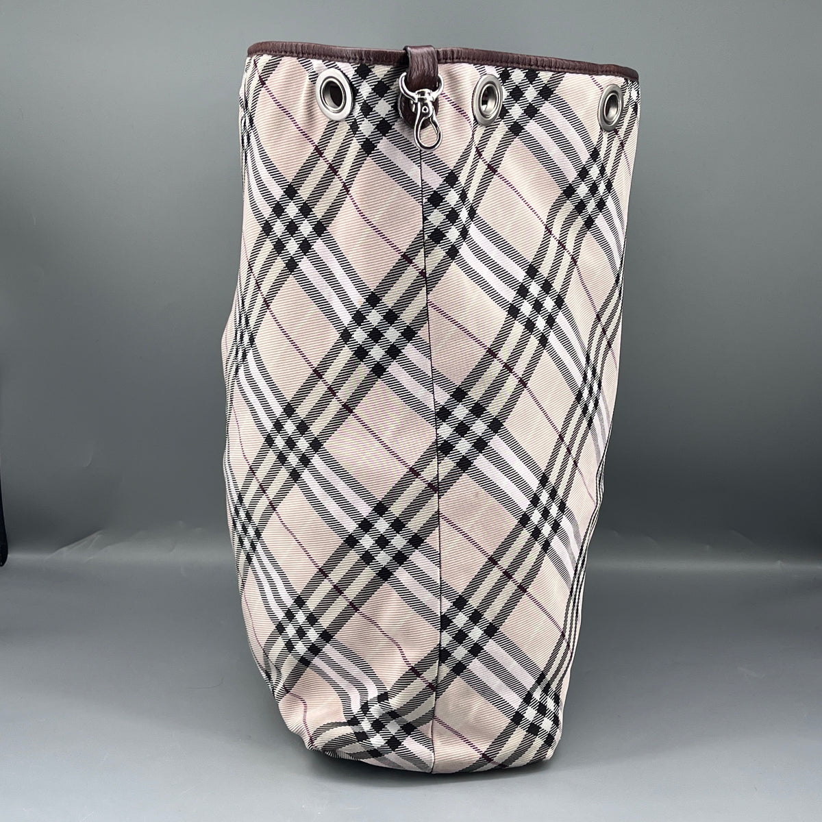 Burberry Beige Black White Check Tote Bag