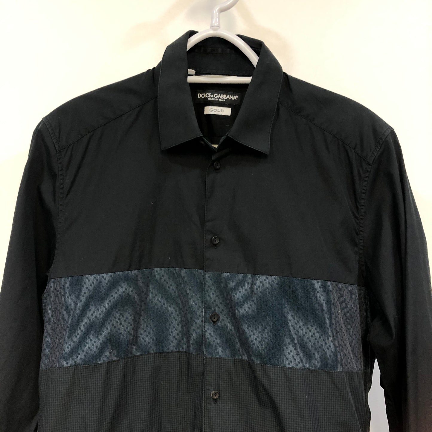 Dolce & Gabbana Black Forest Color Block Woven Long Sleeve Shirt Neck Size 15 1/2 (39)