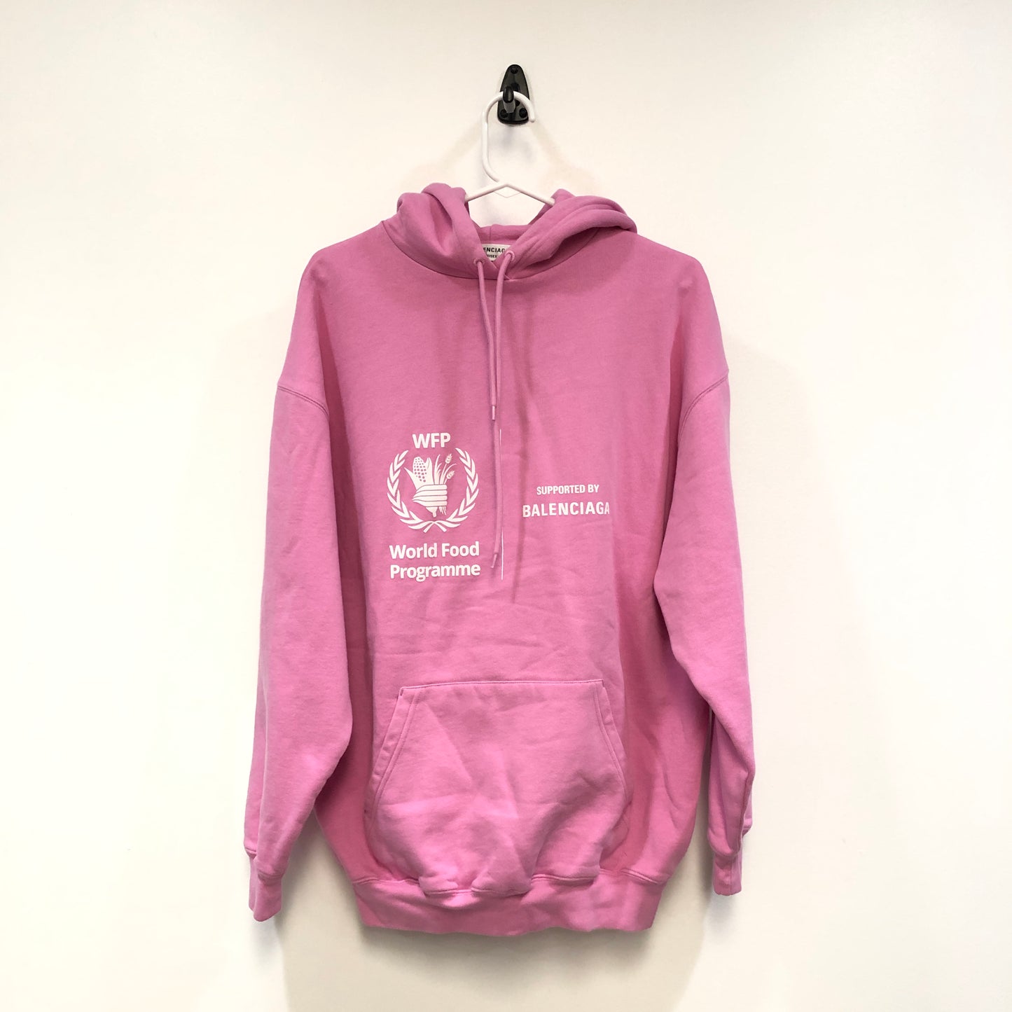 Balenciaga Pink Crest Logo Oversized Hoodie Size XS