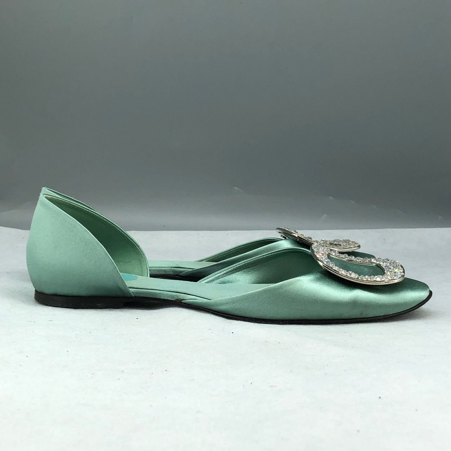 Roger Vivier Satin Buckle Flats Mint Green Women’s Size 36.5