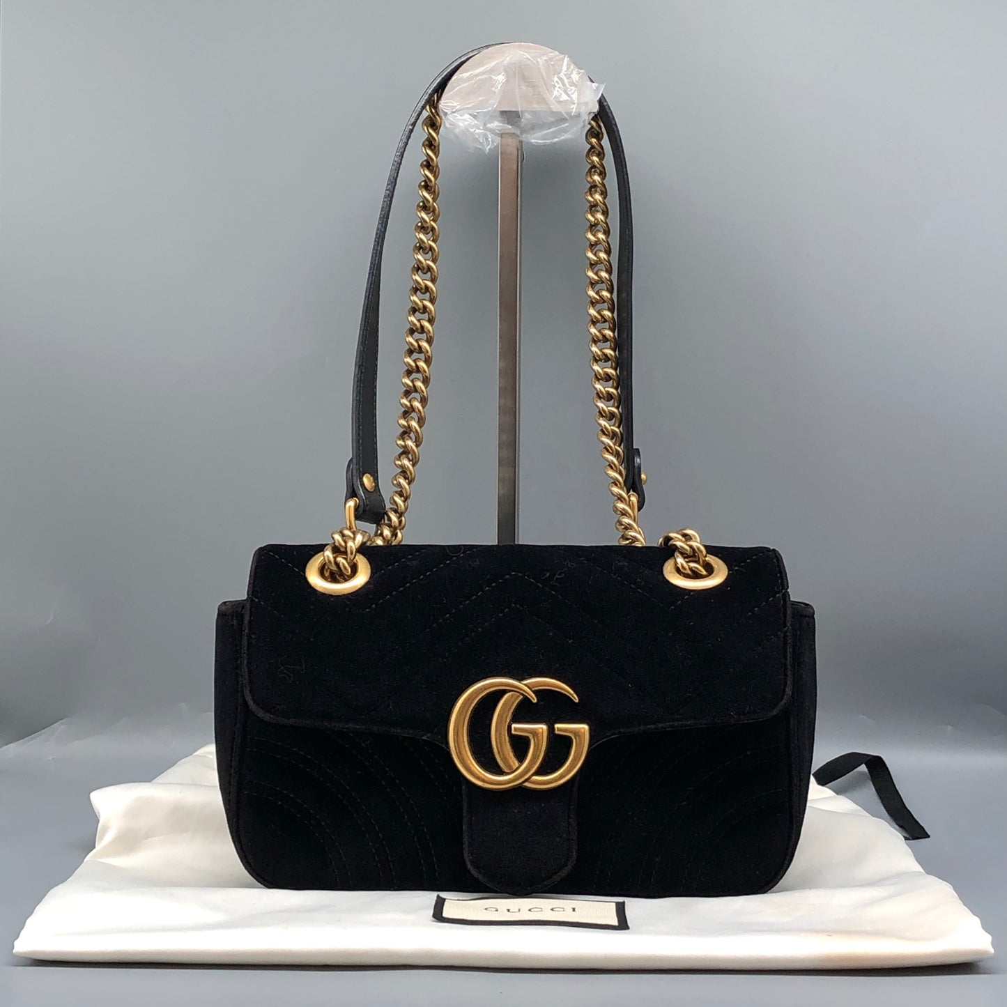 Gucci GG Marmont Velvet Shoulder Bag Black