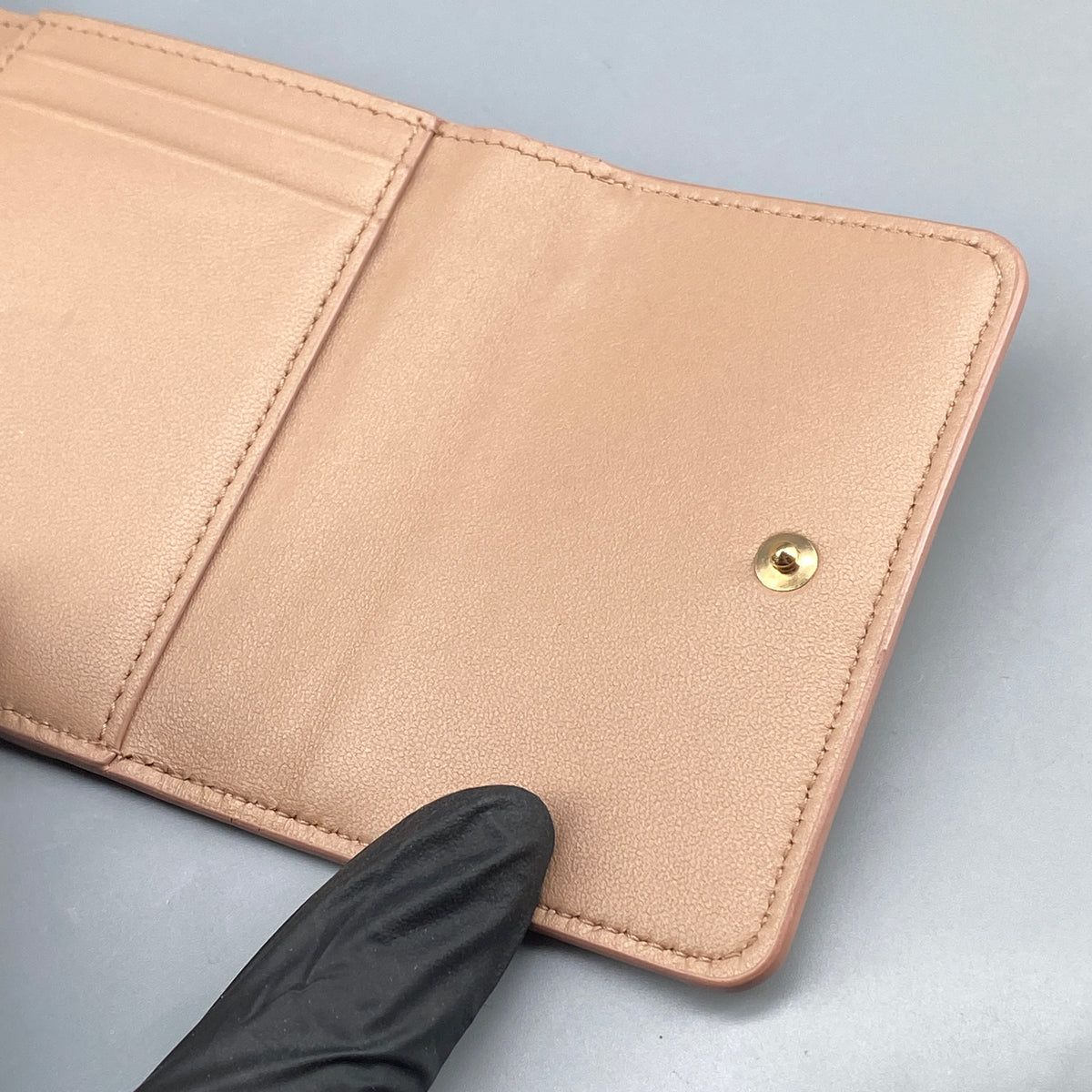 Christian Dior Short Wallet Nude Leather