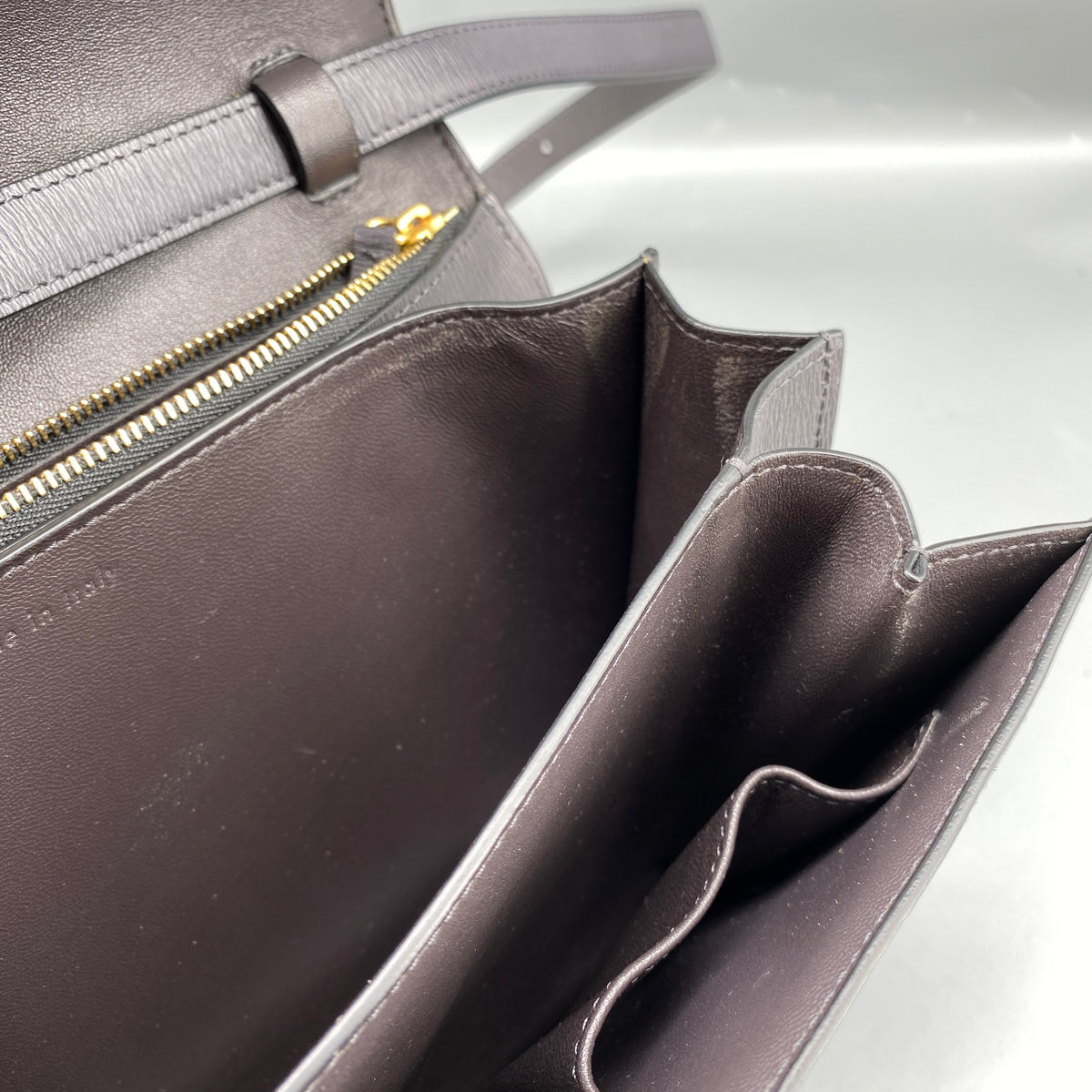 Celine Medium Liege Calfskin Classic Box Bag Deep Grey