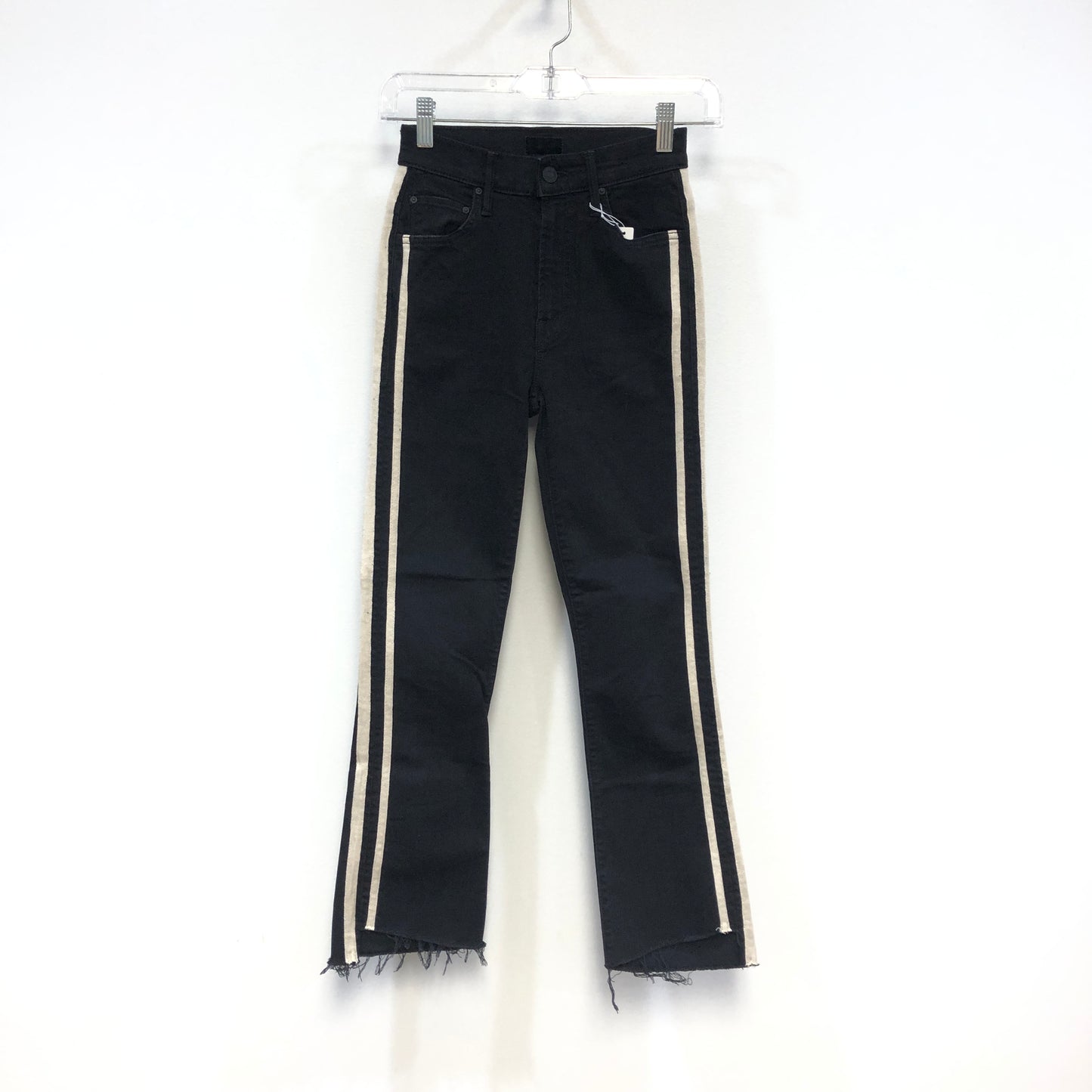 Mother Black/Cream Side Stripe High-Rise Crop Jeans Size 23W