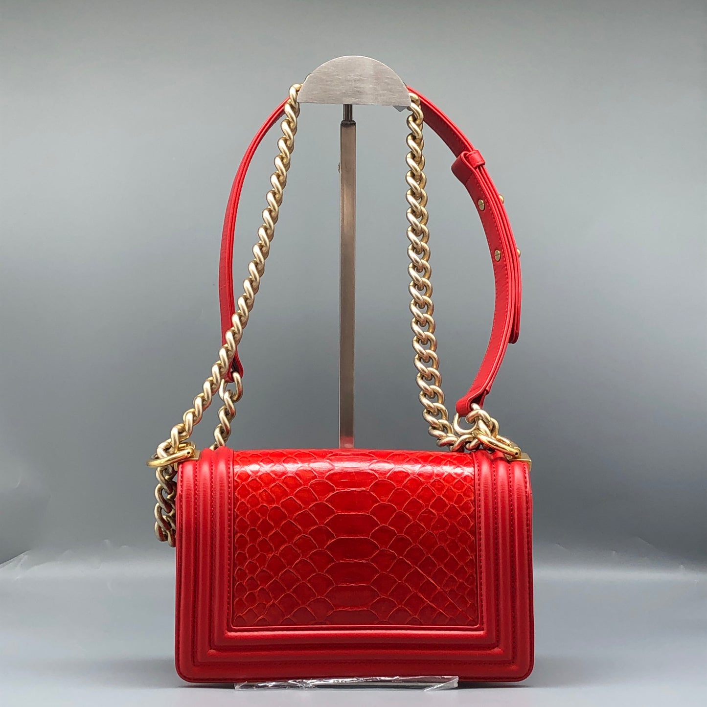 Chanel Small Red Python Leather Boy Flap Bag