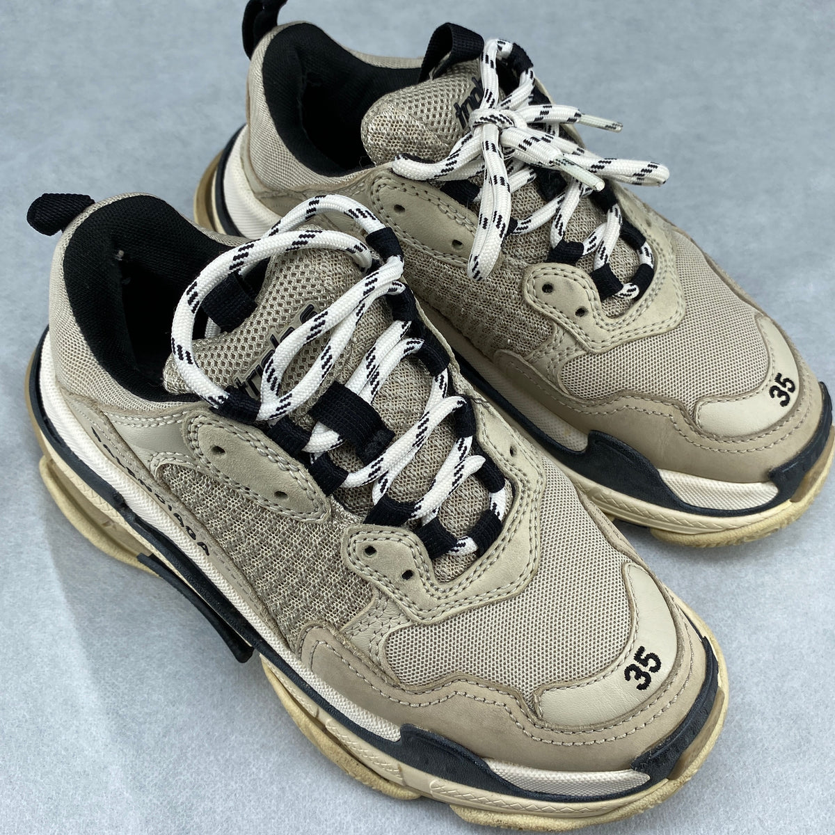 Balenciaga Triple S Beige Women's Chunky Sneakers shoes Size 35