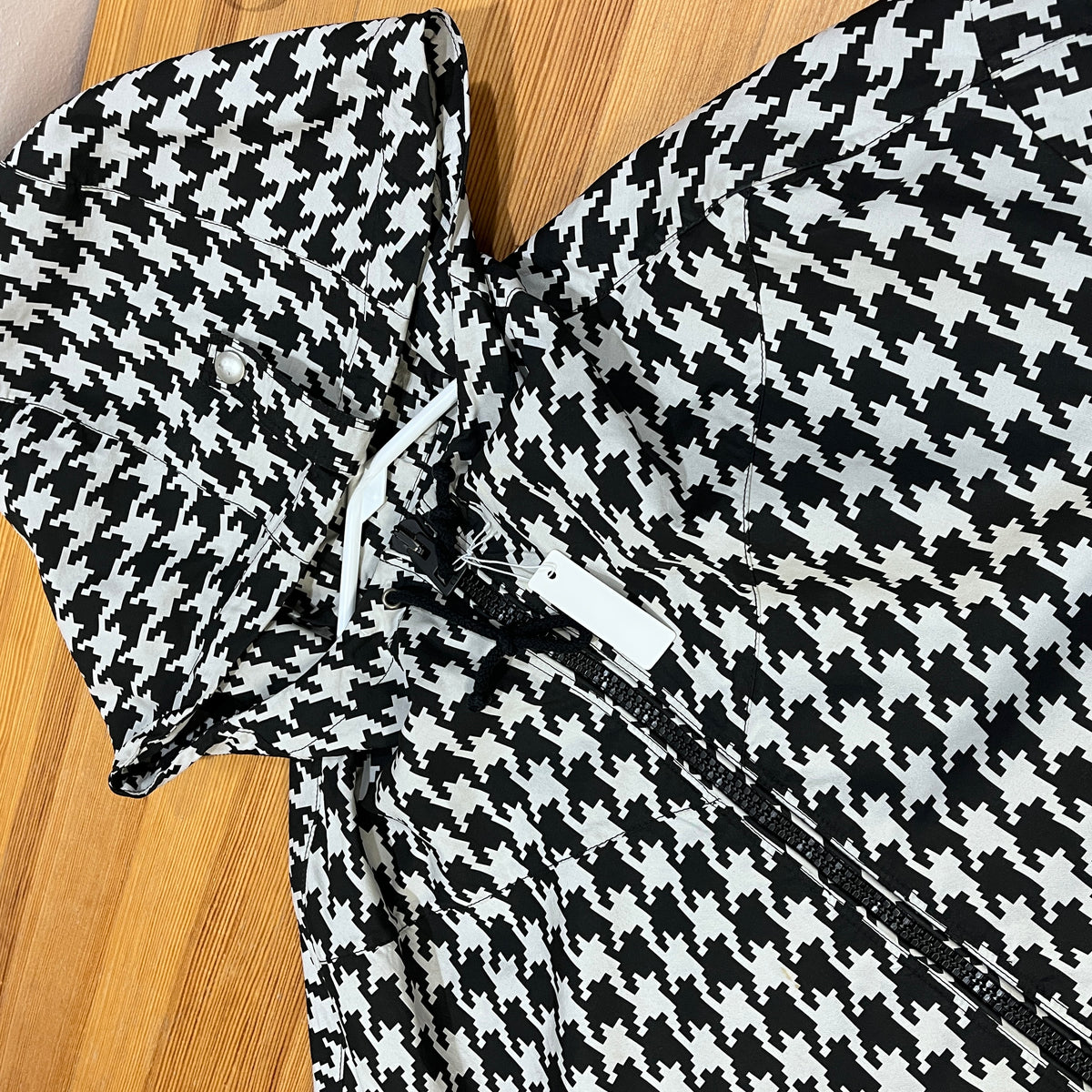 Christian Dior Black & white Houndstooth Zip Hooded Top Size XS