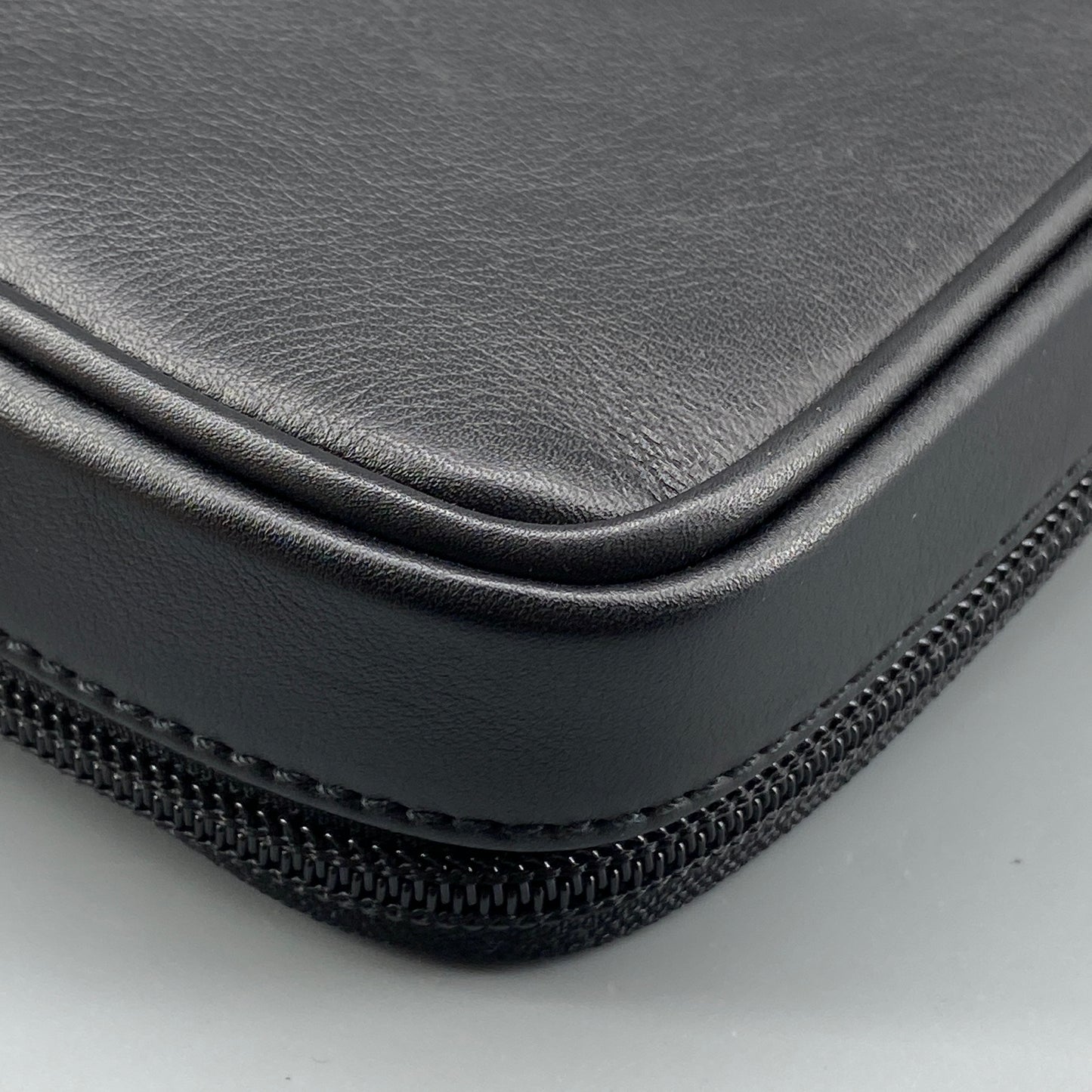 Ferragamo Black Smooth Leather Mini Square Cosmetic Pouch