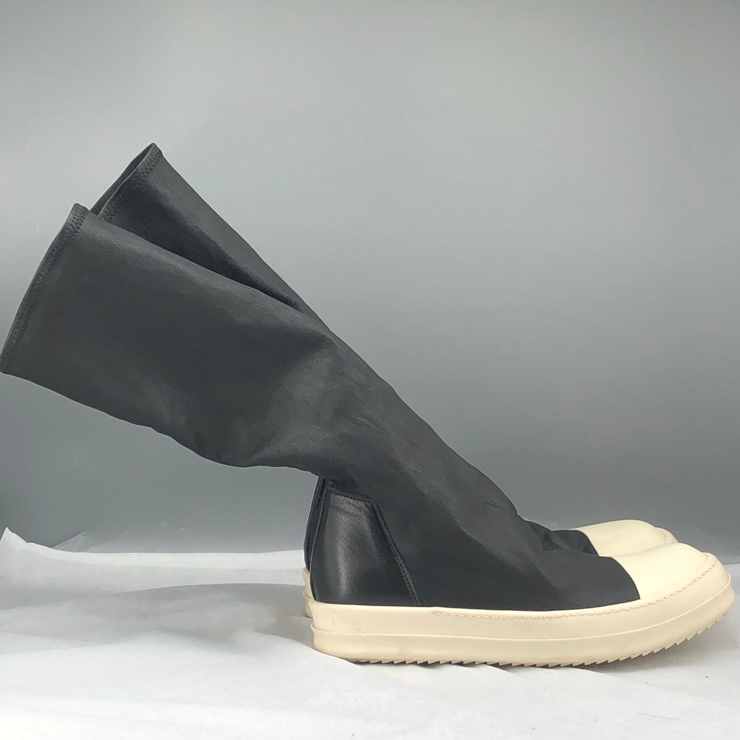 Rick Owens Women's Stretch Leather Thigh High Sneaker Boots Size 37.5 Black