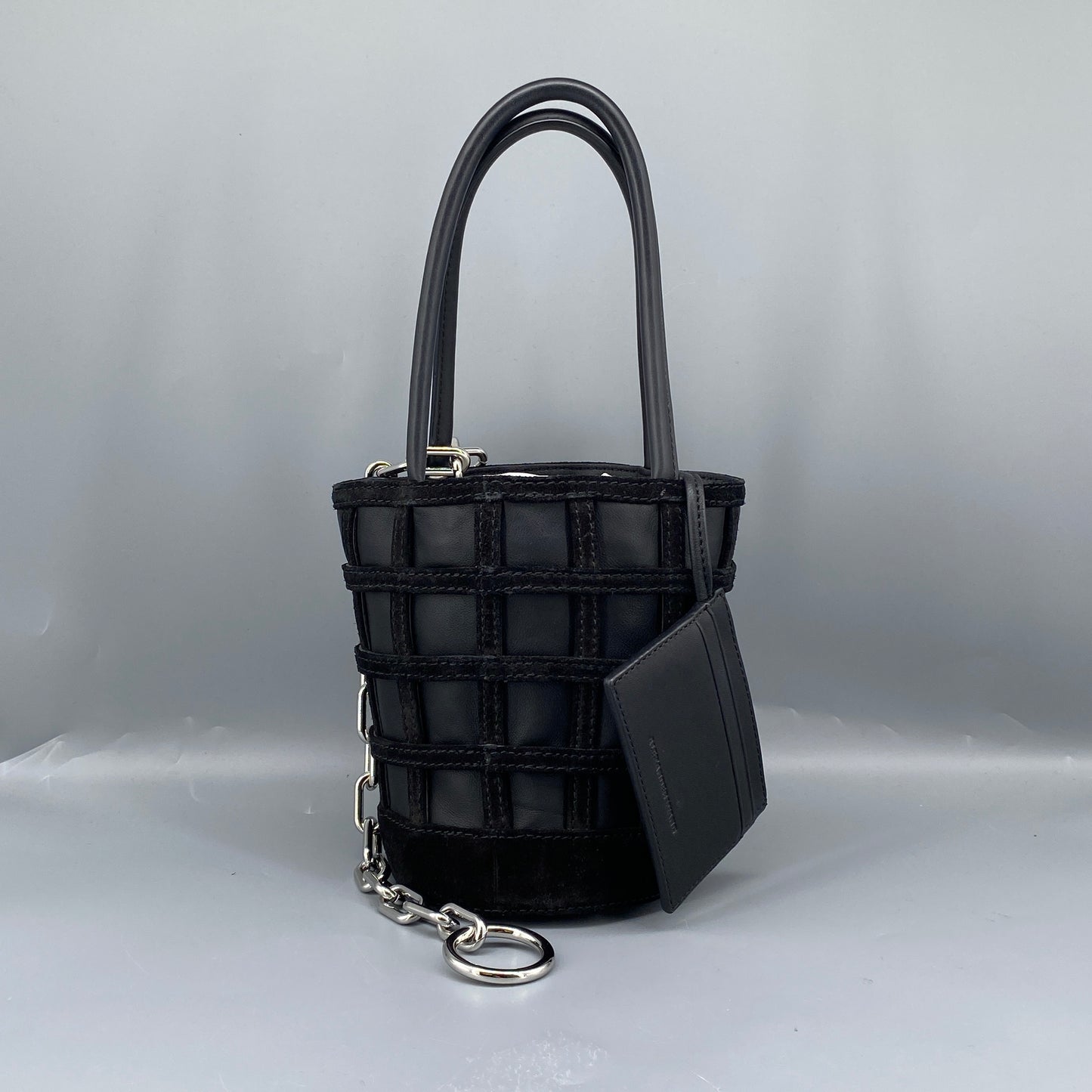 Alexander Wang Black Grid Mini Bucket Bag
