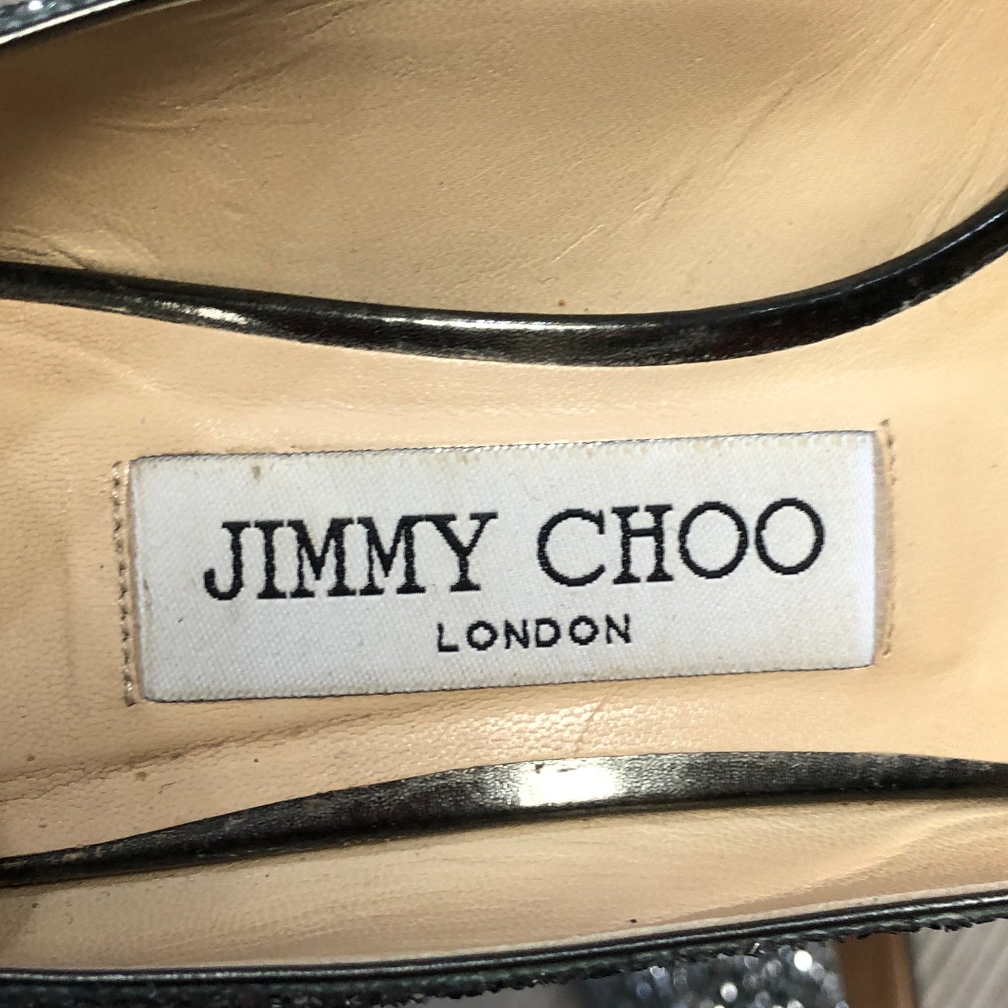 Jimmy Choo Women's Metallic Silver Glitter Pointed Toe Stiletto Pumps Shoes 35.5