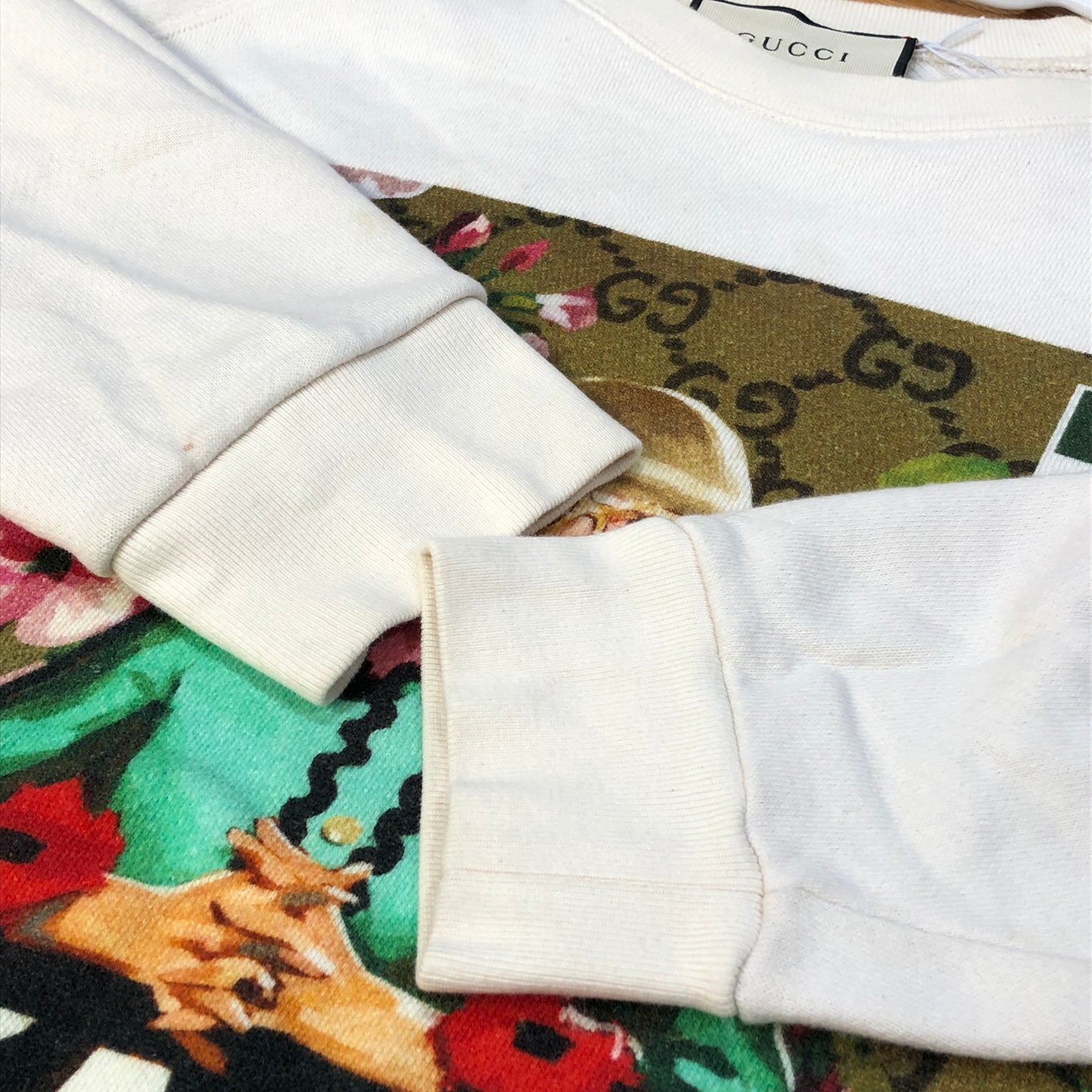 Gucci Off White Crew Neck Graphic Print Sweatshirt Size L