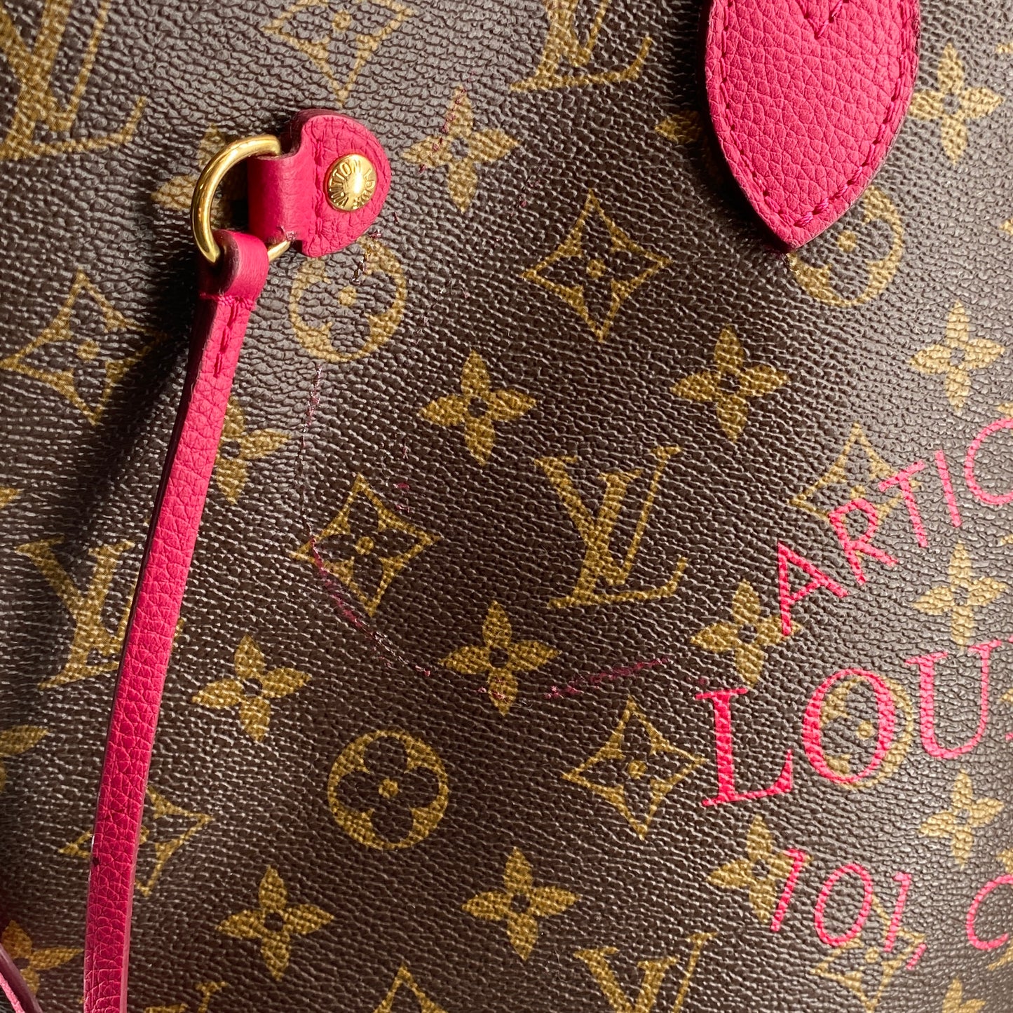 Louis Vuitton MM Limited Edition Fuchsia Monogram Ikat Neverfull Tote Bag