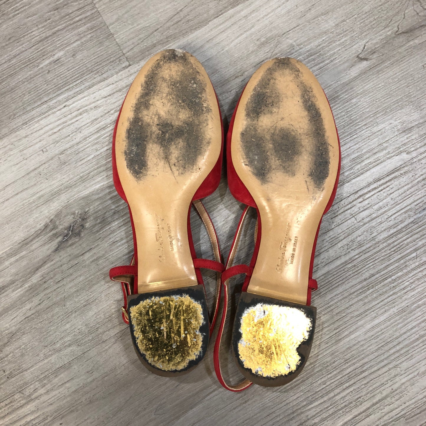 Salvatore Ferragamo Vara Red Suede Strappy Sandals Size 6B