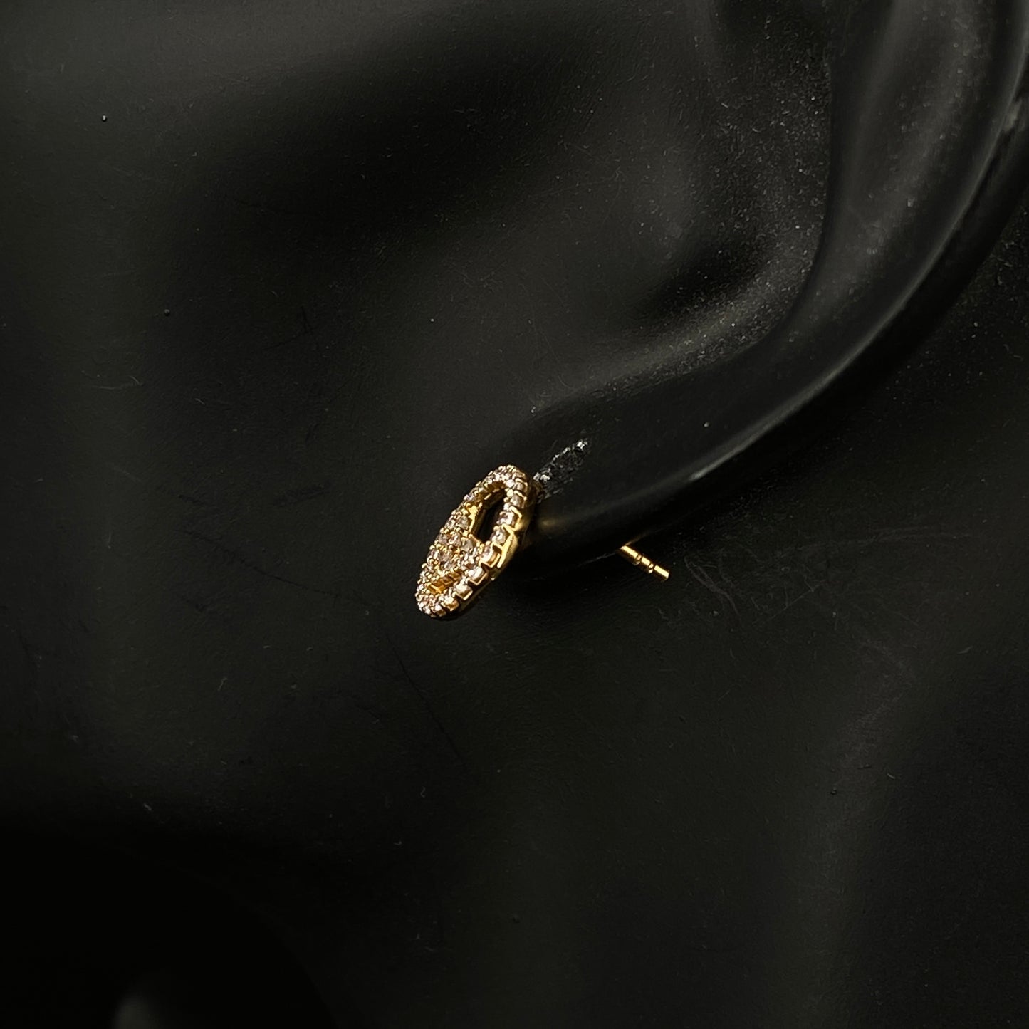 Fendi Gold-Tone Crystal Encircled FF Logo Stud Earrings