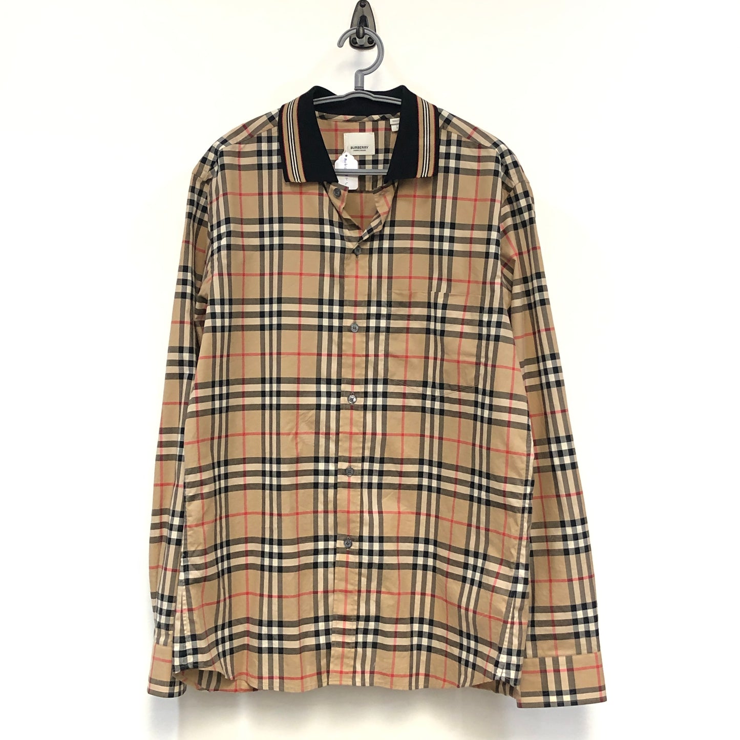 Burberry Classic Beige Vintage Check Cotton Long Sleeve Button-Down Shirt Size L