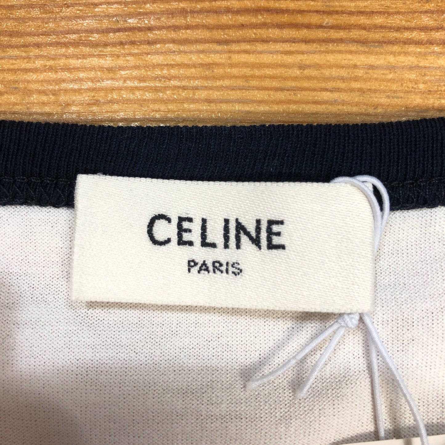 Celine White Triomphe Logo Ringer T-Shirt Size M