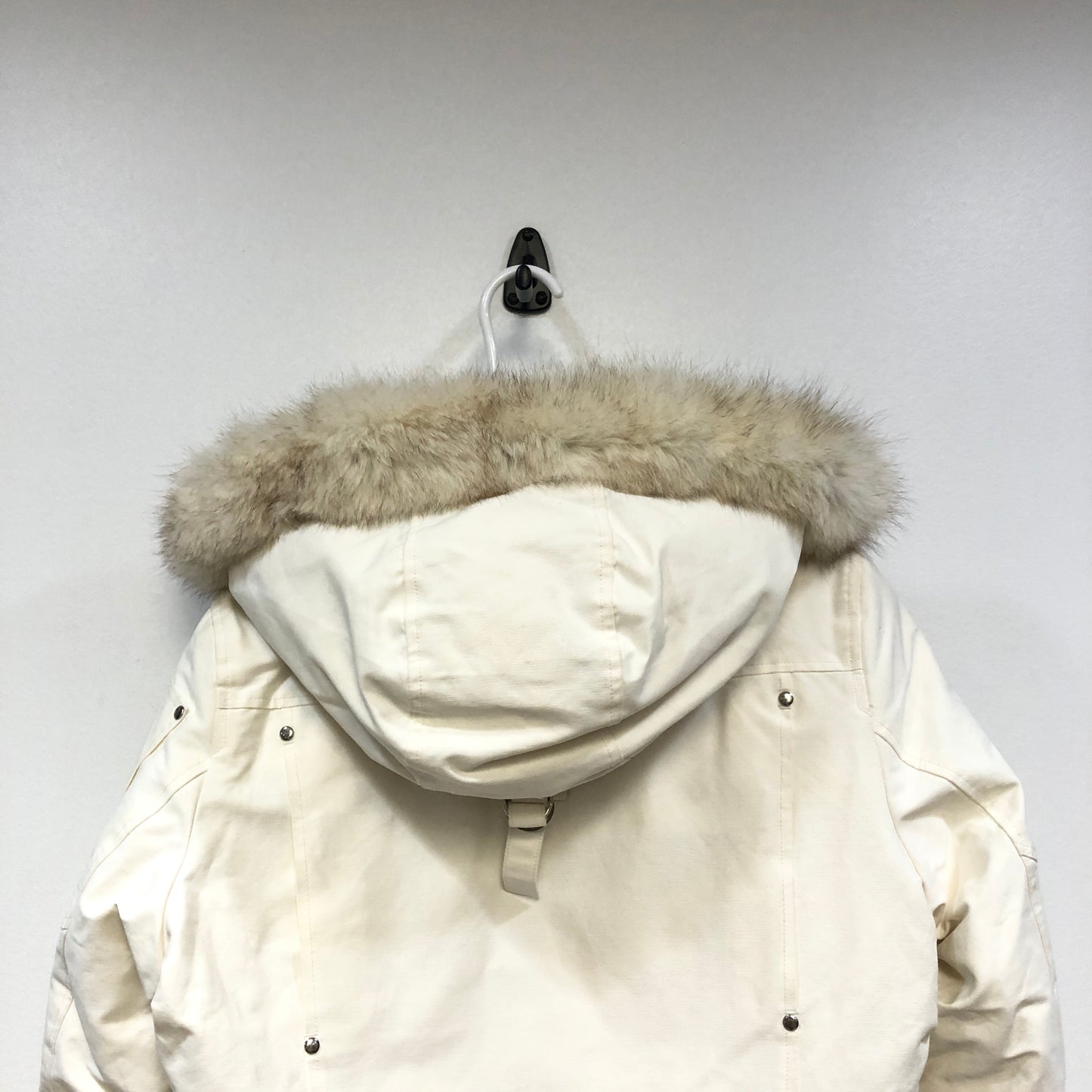 Moose Knuckles White Hooded Down Jacket Size L