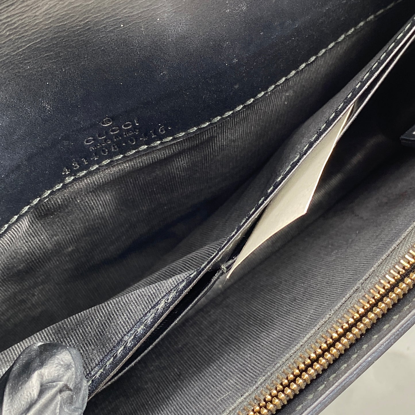 Gucci Black GG Embossed Chain Wallet Bag