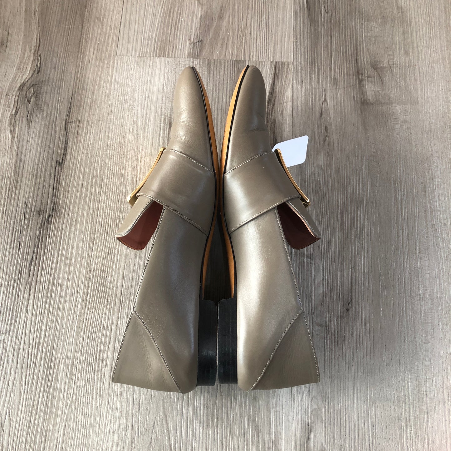 Bally Women's Square Buckle Leather Loafer Mules Size 38.5 Tan