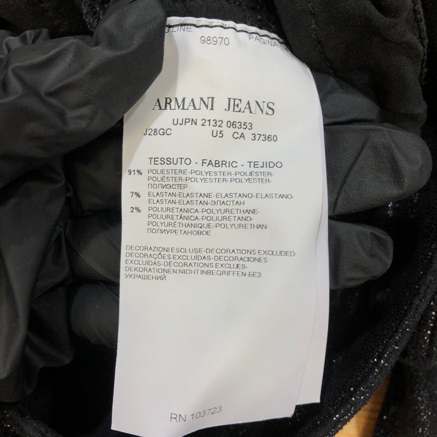 Armani Jeans Black Slim Skinny Denim Jeans Size 26