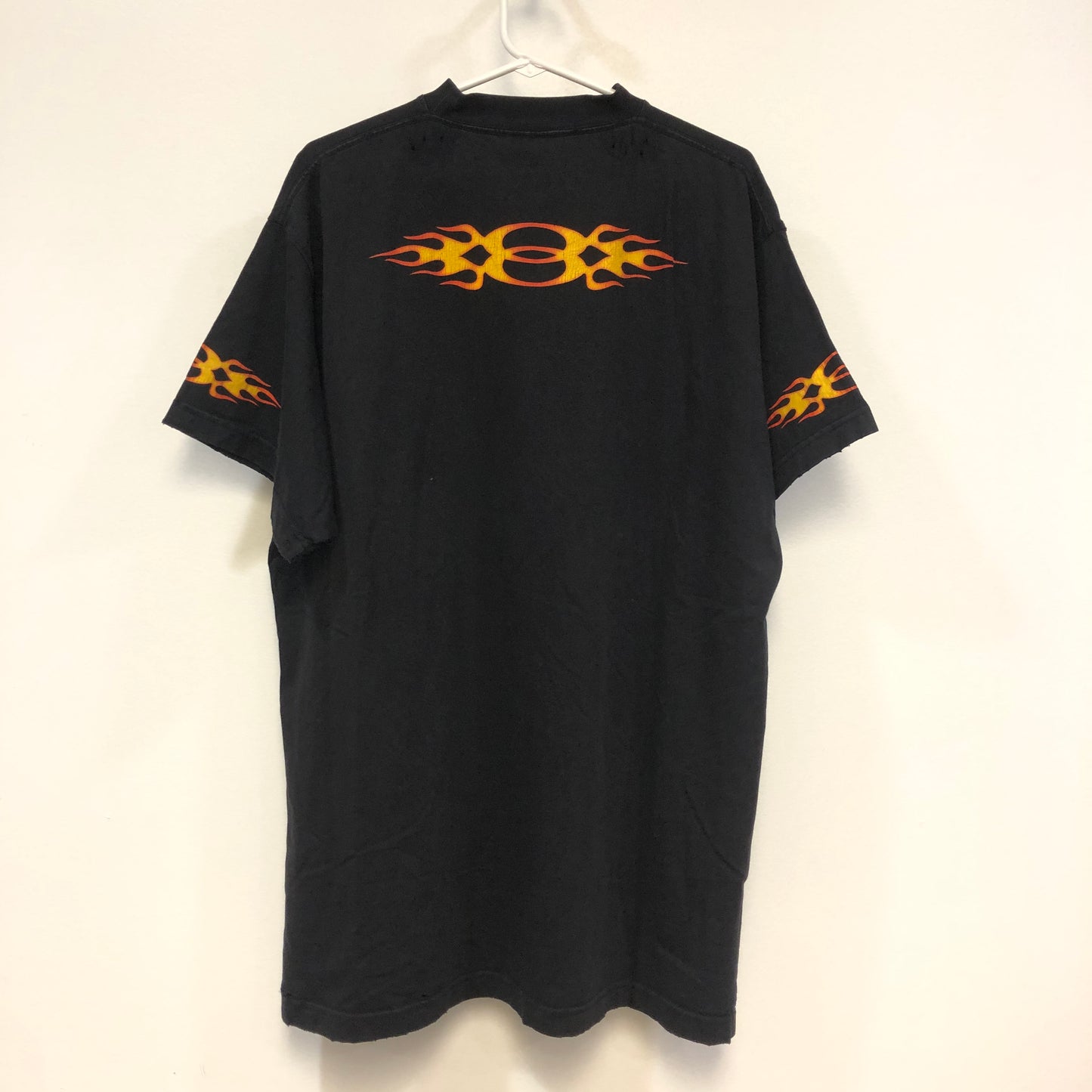 Balenciaga Fire Logo Distressed T-Shirt L Black